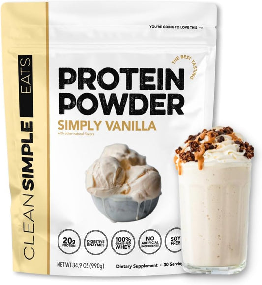 Natural Sweetened Vanilla Whey Protein Powder - 20g Protein, 30 Servings