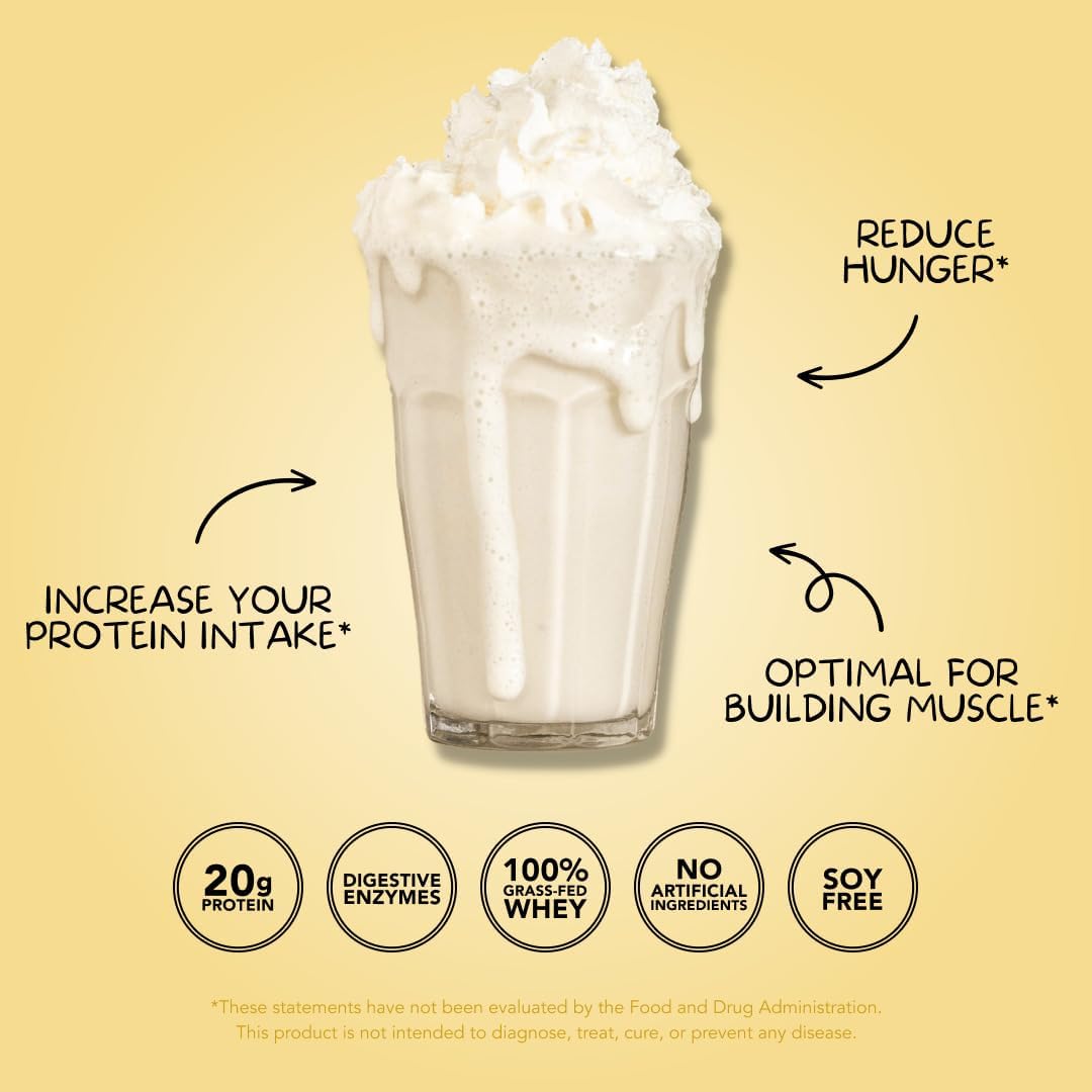 Natural Sweetened Vanilla Whey Protein Powder - 20g Protein, 30 Servings