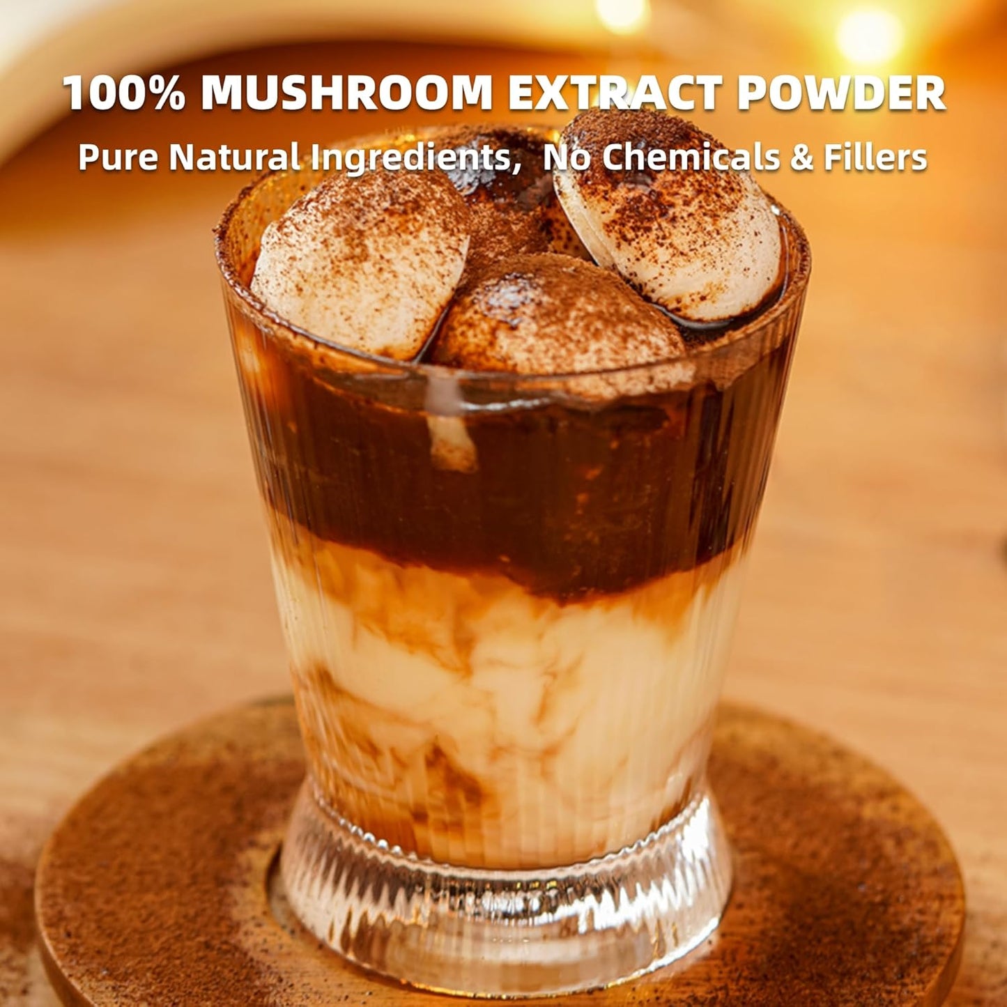 Natural Teatree Mushroom Supplement Powder for Coffee, Beverages & Smoothies - Focus, Energy & Immune Support - 3.53 oz