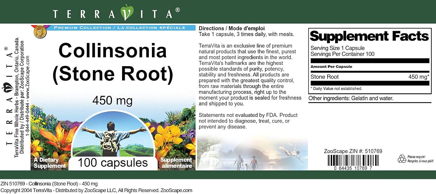 Natural Terravita Stone Root Capsules - 450 mg (100 Count, ZIN: 510769)