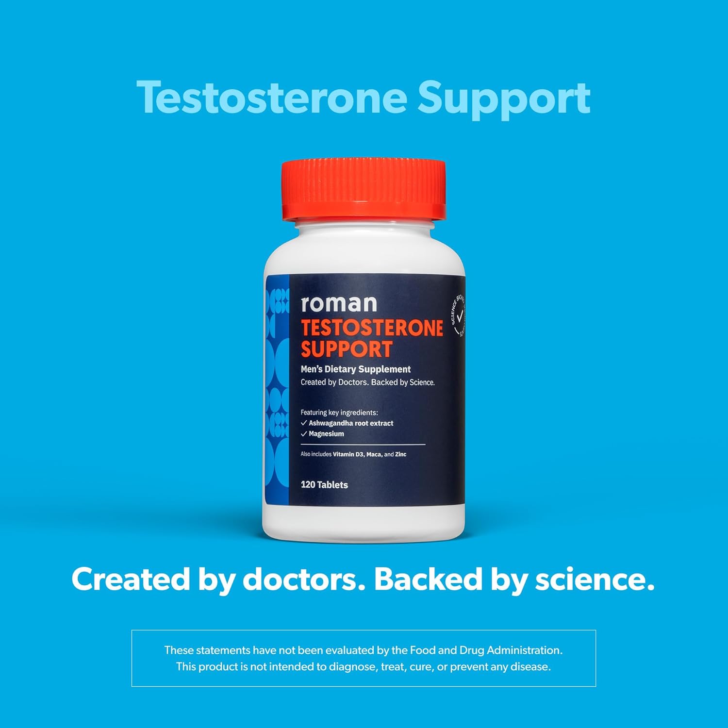Natural Testosterone Boosting Supplement with Ashwagandha & Magnesium - 120 Tablets