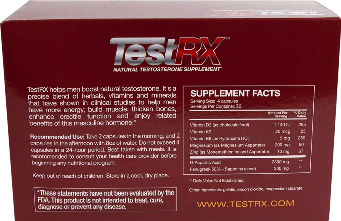 Natural Testosterone Enhancer Supplement for Men - TESTRX Boosts Hormone Levels and Muscle Growth, 60 Capsules