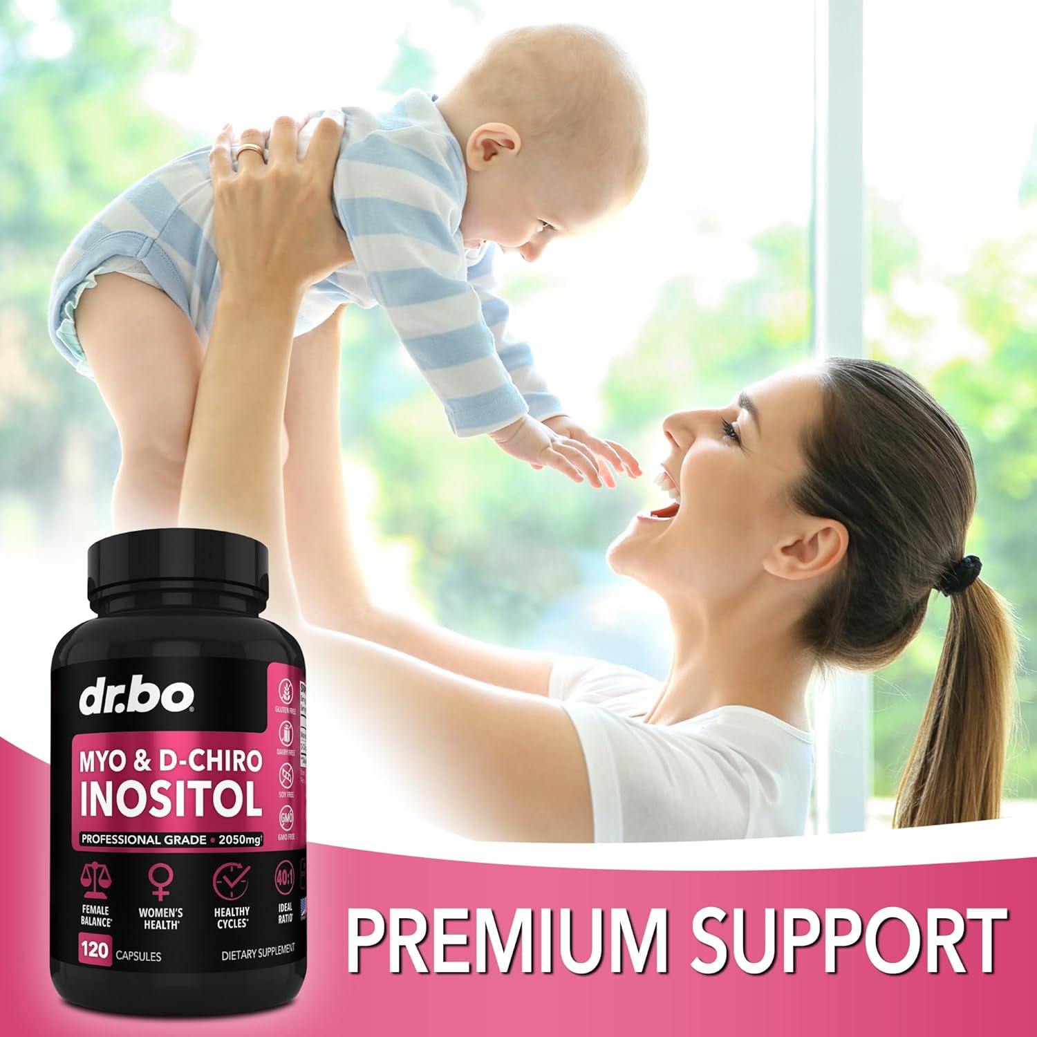 Natural Thyroid Support Capsules with Myo-Inositol & D-Chiro Inositol - Hormone Balance for Women & Menstrual Cycle - Metabolism & Mood Boost
