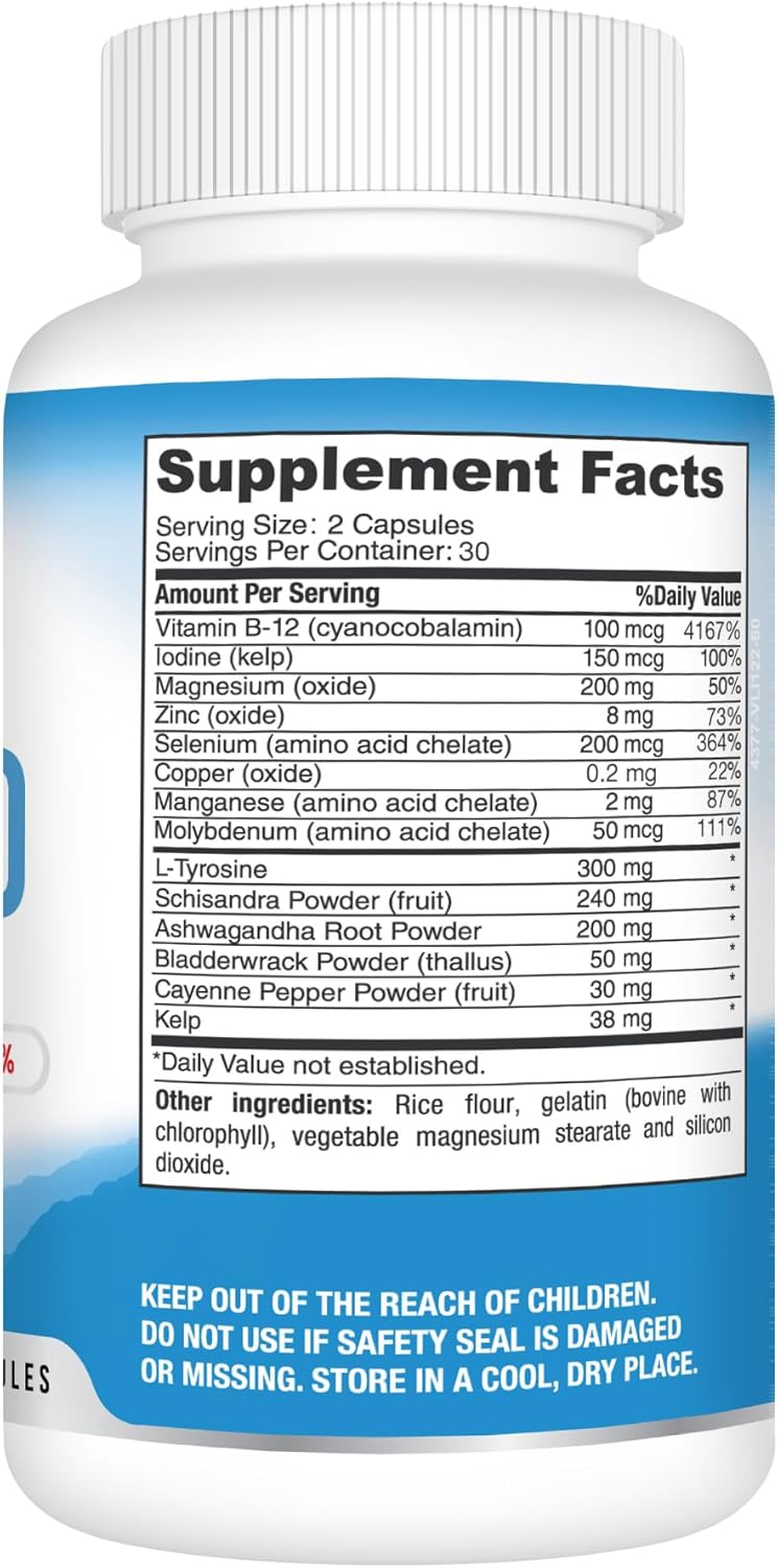 Natural Thyroid Support Supplement for Women and Men - 60 Capsules by Best Earth Naturals