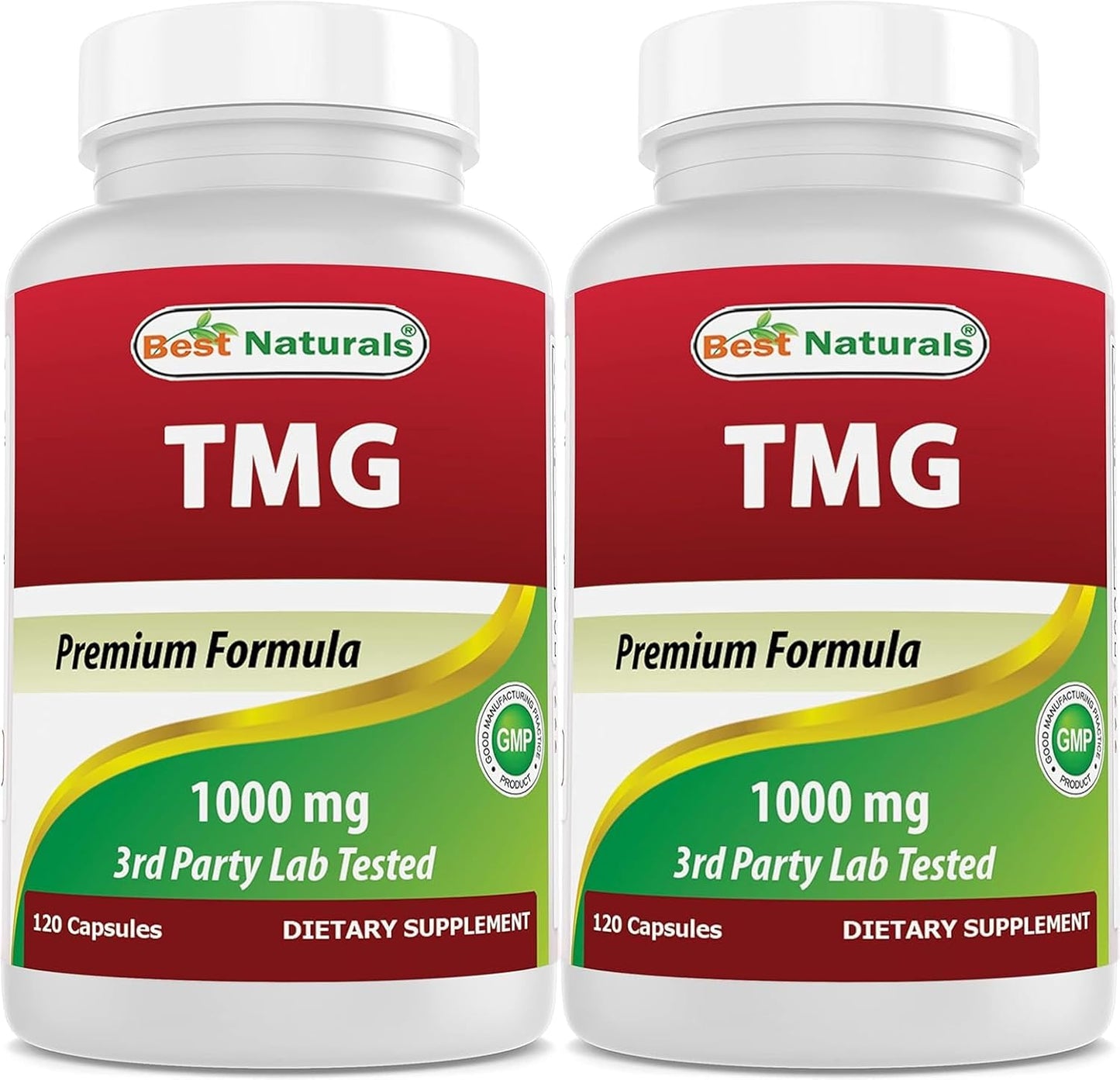 Natural TMG Betaine Anhydrous Supplement - 1000mg, 120 Capsules - Promotes Healthy Homocysteine & Methylation Support - Pack of 2