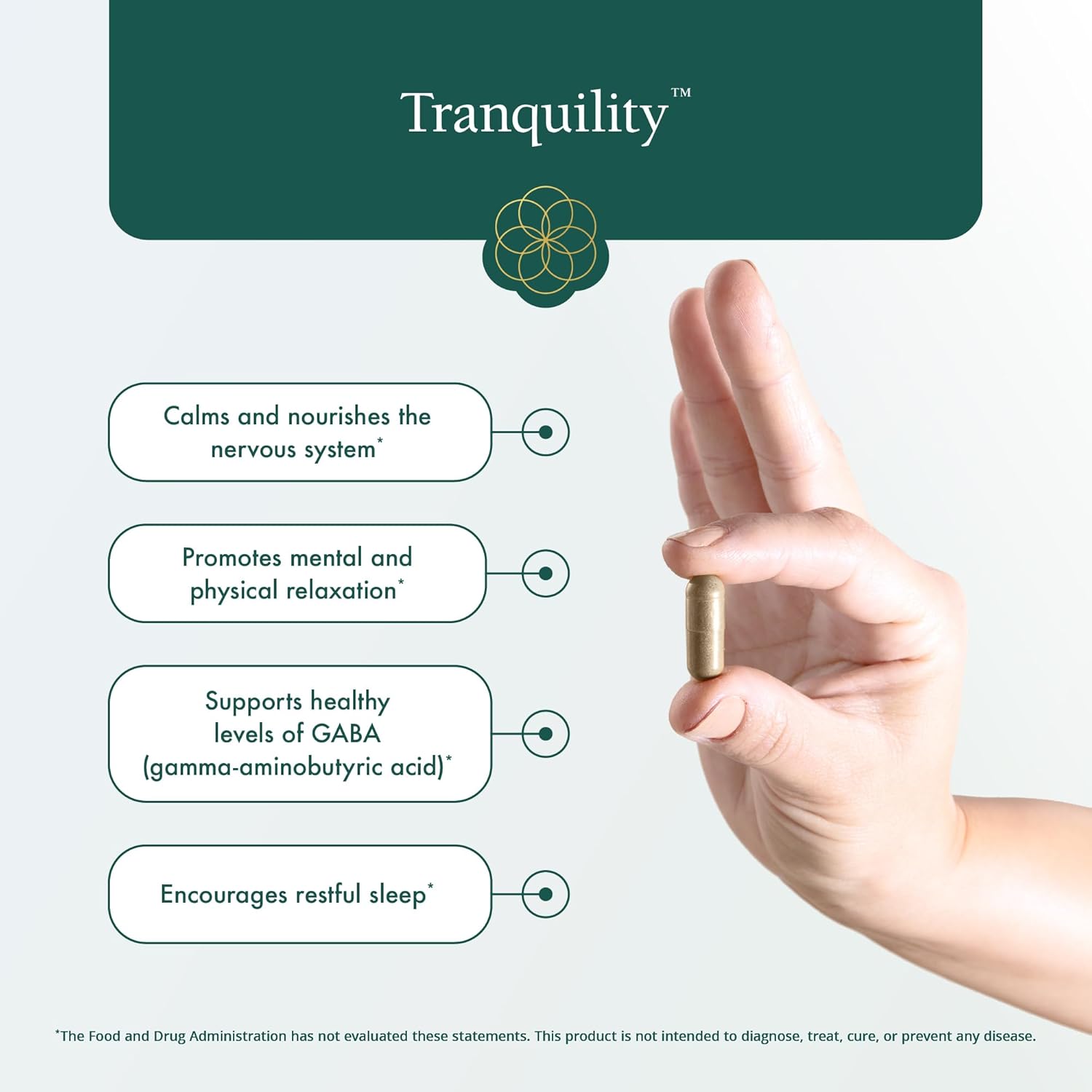 Natural Tranquility Supplement with L-Theanine, Lemon Balm, Saffron, Kava, Skullcap, Lavender, Passion Flower - Promotes Relaxation - 90 Capsules