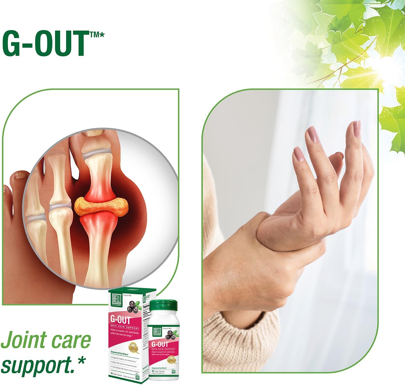 Natural Uric Acid Cleanse Capsules - Herbal Blend for Gout Relief - Maintain Healthy Uric Acid Levels - 60 Count