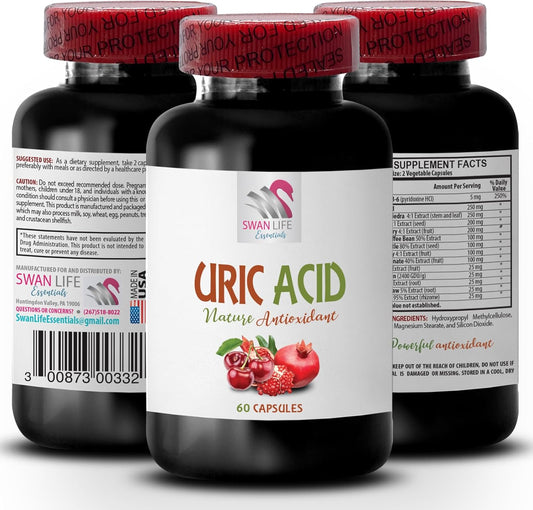 Natural Uric Acid Reducer Capsules - Lower Uric Acid Levels Fast - 60 Capsules