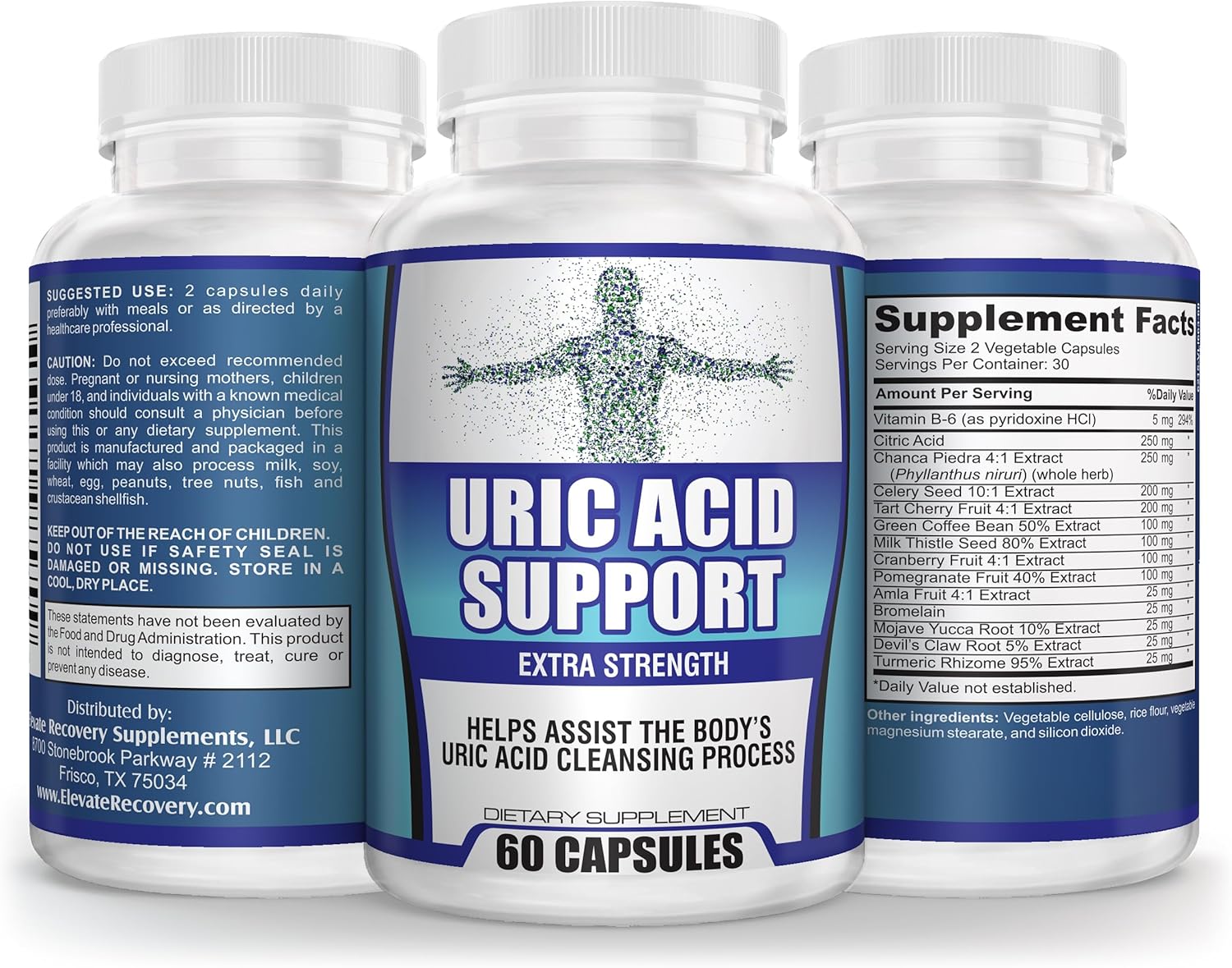 Natural Uric Acid Reducer Supplement with 14 Active Ingredients - Cleanse Support and Flush Formula for Recovery - 30-Day Supply
