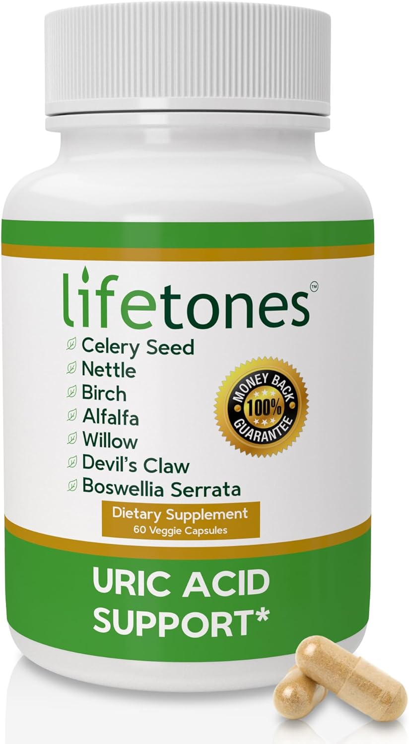Natural Uric Acid Support Supplement for Joint Health - Herbal Cleanse for Men and Women - Non-GMO, Gluten-Free Vegan Capsules - 60 Count