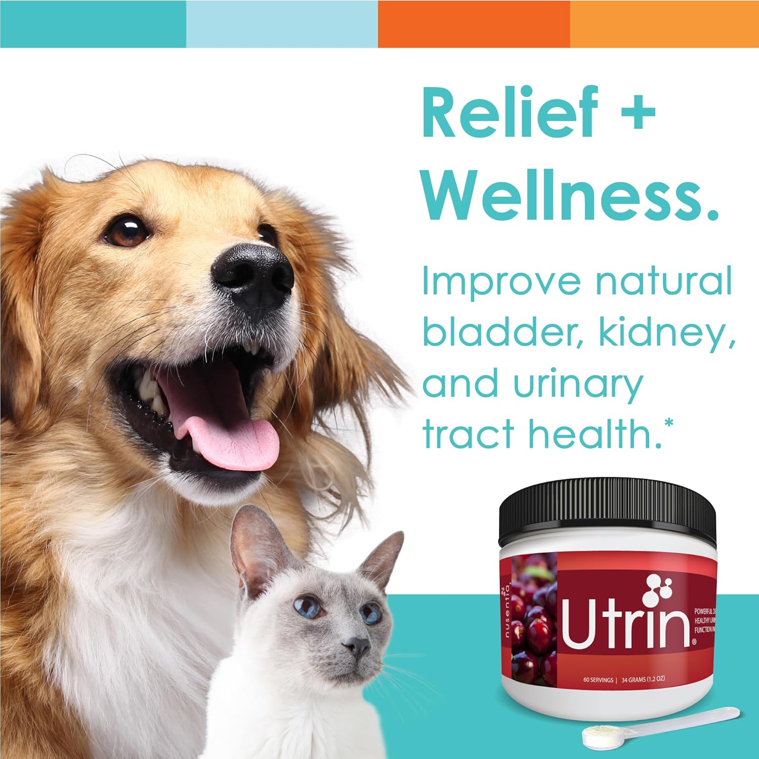 Natural Urinary Support for Cats & Dogs - Cranberry & D-Mannose Blend - Promotes Bladder Health, Incontinence, UTI Prevention - 60 Servings