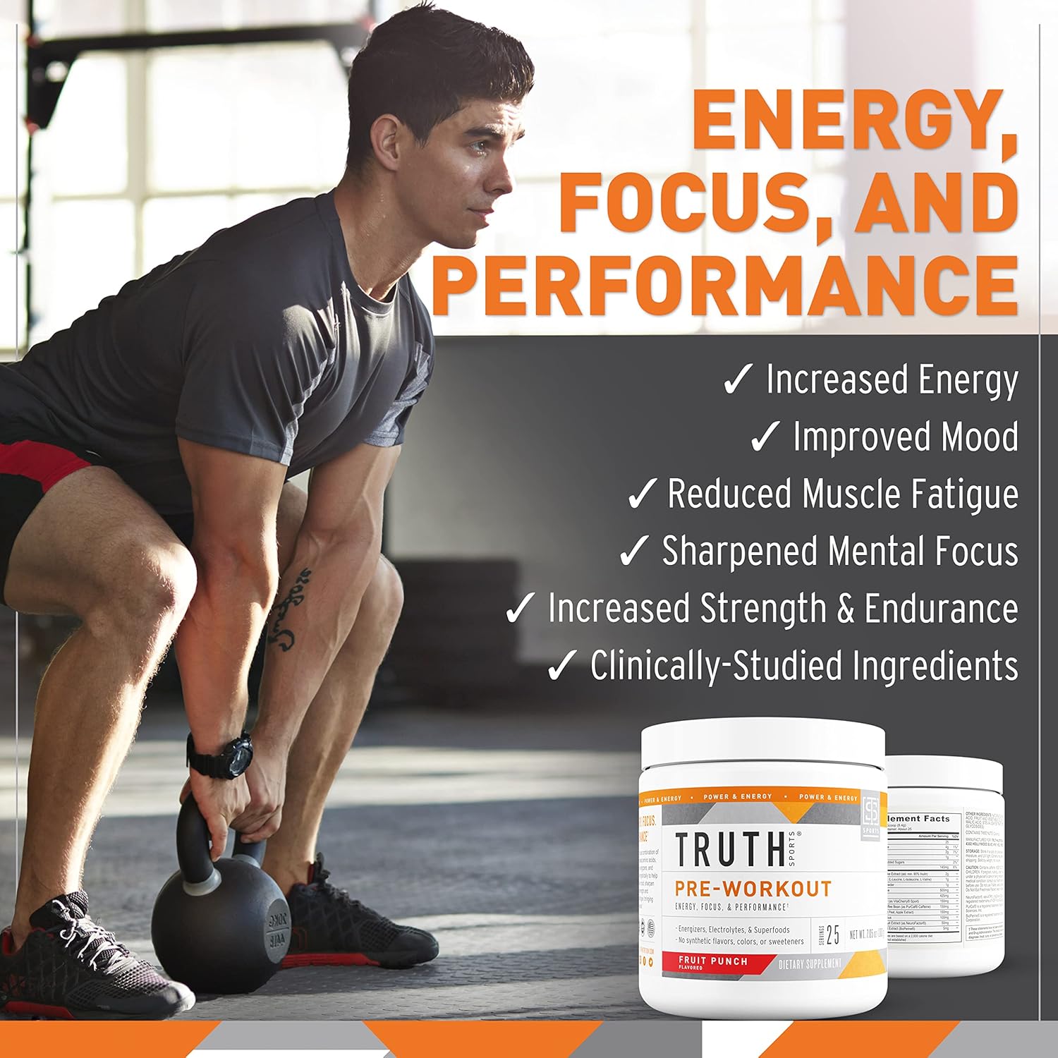 Natural Vegan BCAA Pre Workout Powder for Men & Women - Keto Friendly Fruit Punch Energy Supplement, No Artificial Ingredients