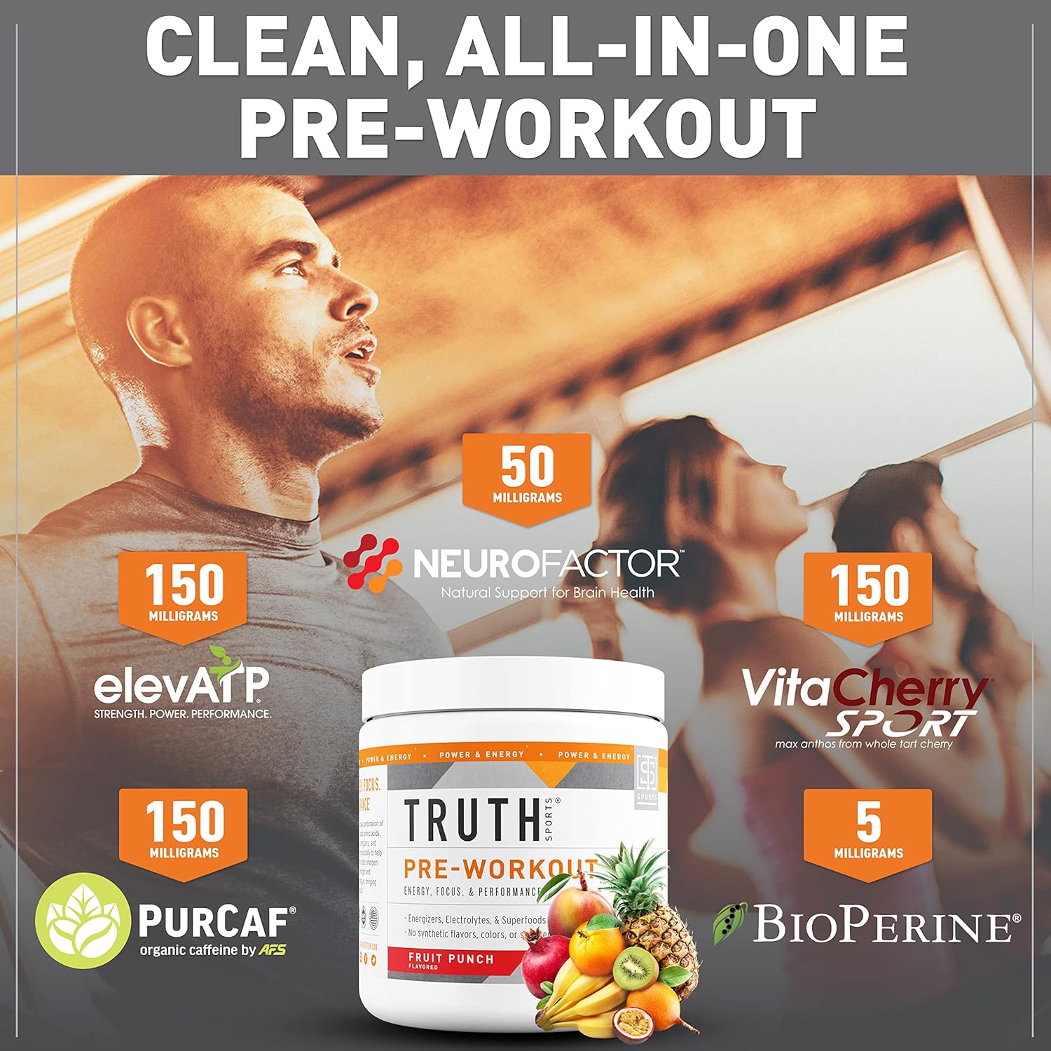 Natural Vegan BCAA Pre Workout Powder for Men & Women - Keto Friendly Fruit Punch Energy Supplement, No Artificial Ingredients