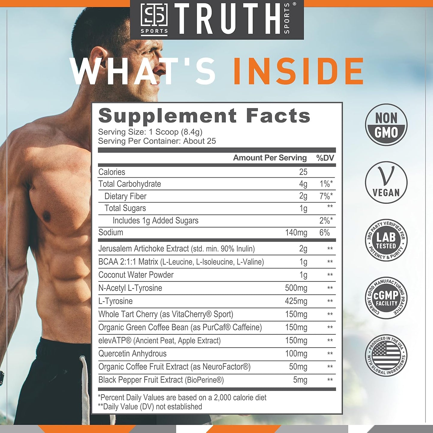 Natural Vegan BCAA Pre Workout Powder for Men & Women - Keto Friendly Fruit Punch Energy Supplement, No Artificial Ingredients
