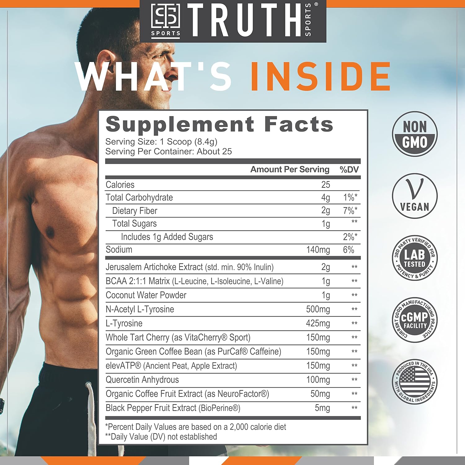 Natural Vegan BCAA Pre Workout Powder for Men & Women - Keto Friendly Fruit Punch Energy Supplement, No Artificial Ingredients