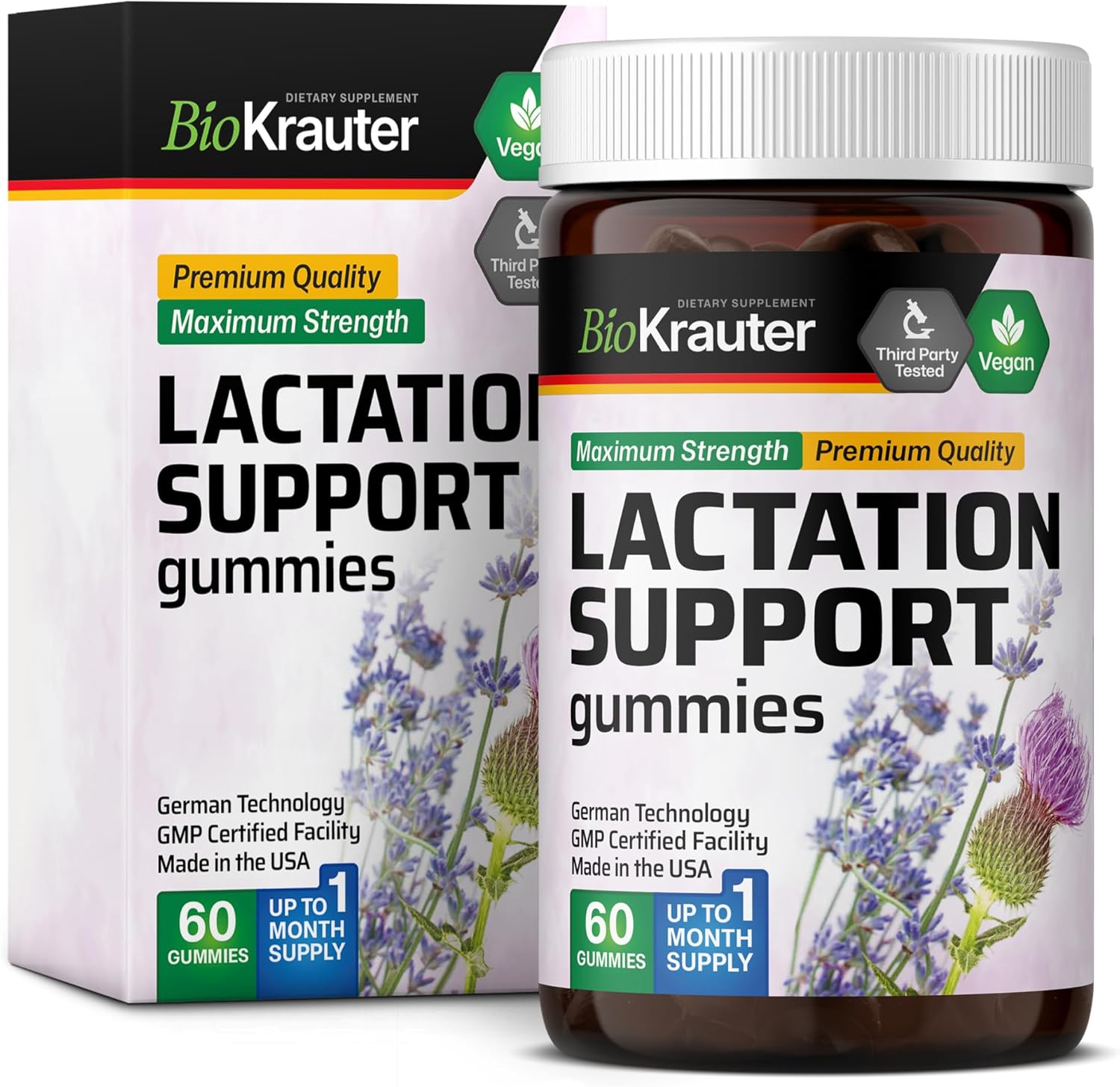 Natural Vegan Lactation Support Gummies - 60 Chews - Goats Rue, Fenugreek, Milk Thistle Extracts - Breastfeeding Supplement