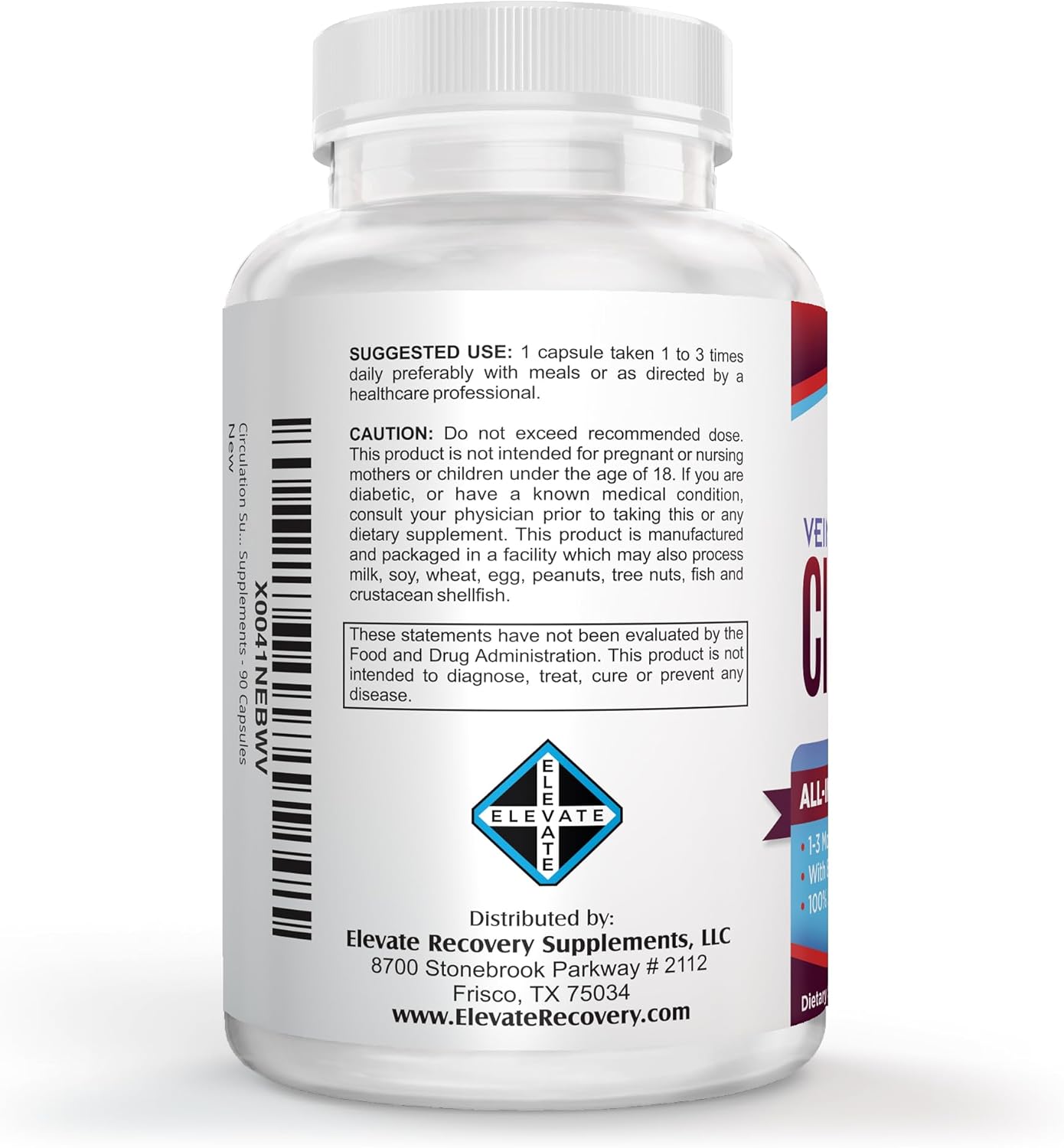 Natural Vein & Leg Circulation Support Supplement with 8 Active Ingredients - Boost Blood Circulation - Vein Health Formula - 90 Capsules