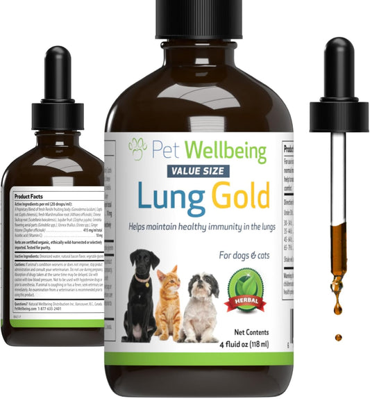 Natural Vet-Formulated Lung & Respiratory Support for Dogs & Cats - Herbal Supplement for Easy Breathing and Open Airways - 4 oz (18 ml)