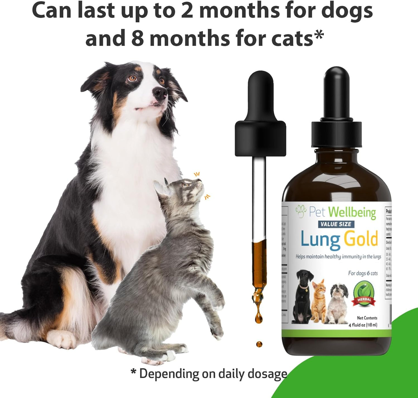 Natural Vet-Formulated Lung & Respiratory Support for Dogs & Cats - Herbal Supplement for Easy Breathing and Open Airways - 4 oz (18 ml)