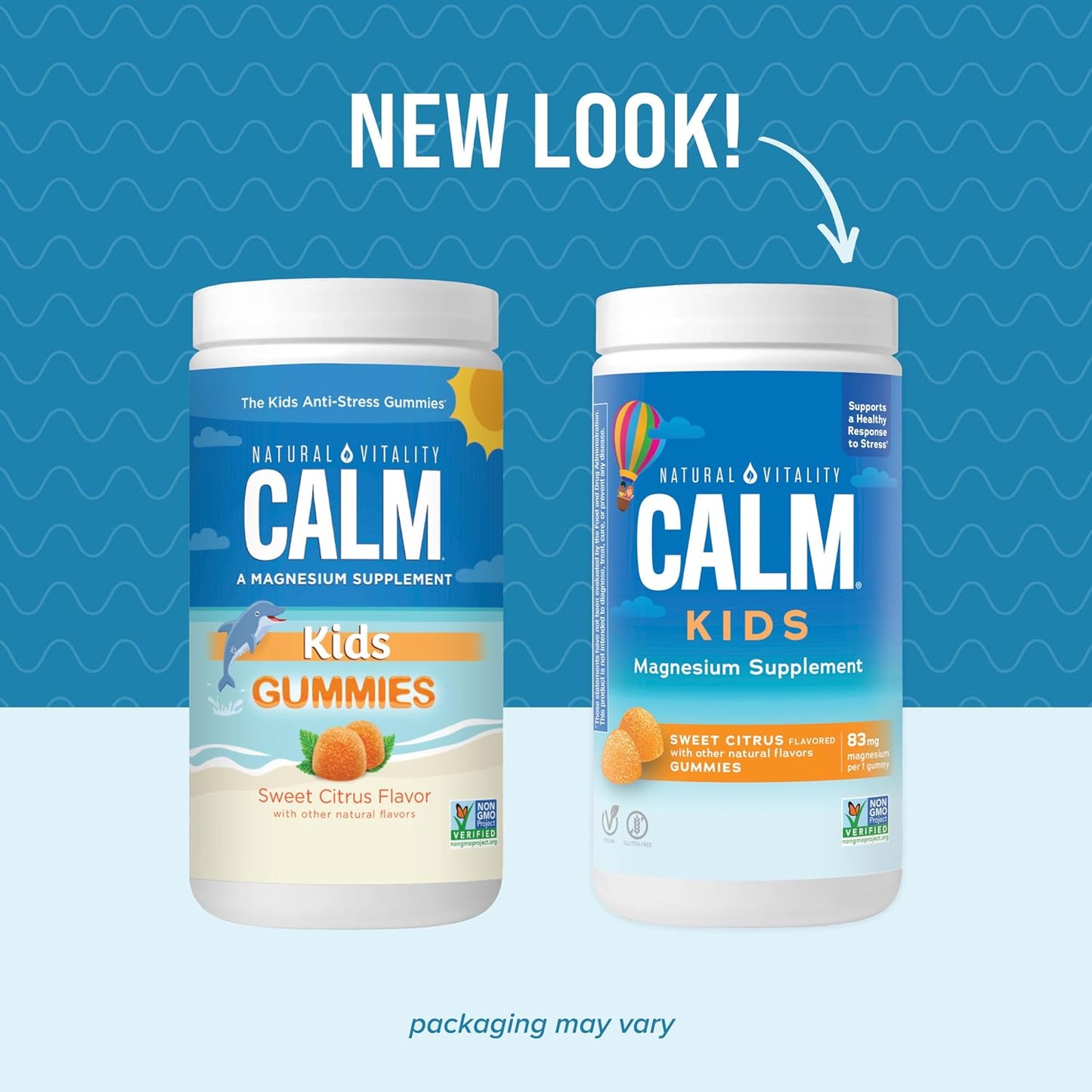 Natural Vitality CALM Kids Magnesium Gummies - Supports Healthy Development, Balanced Mood - 60 Sweet Citrus Flavored Gummies, Gluten Free, Vegan