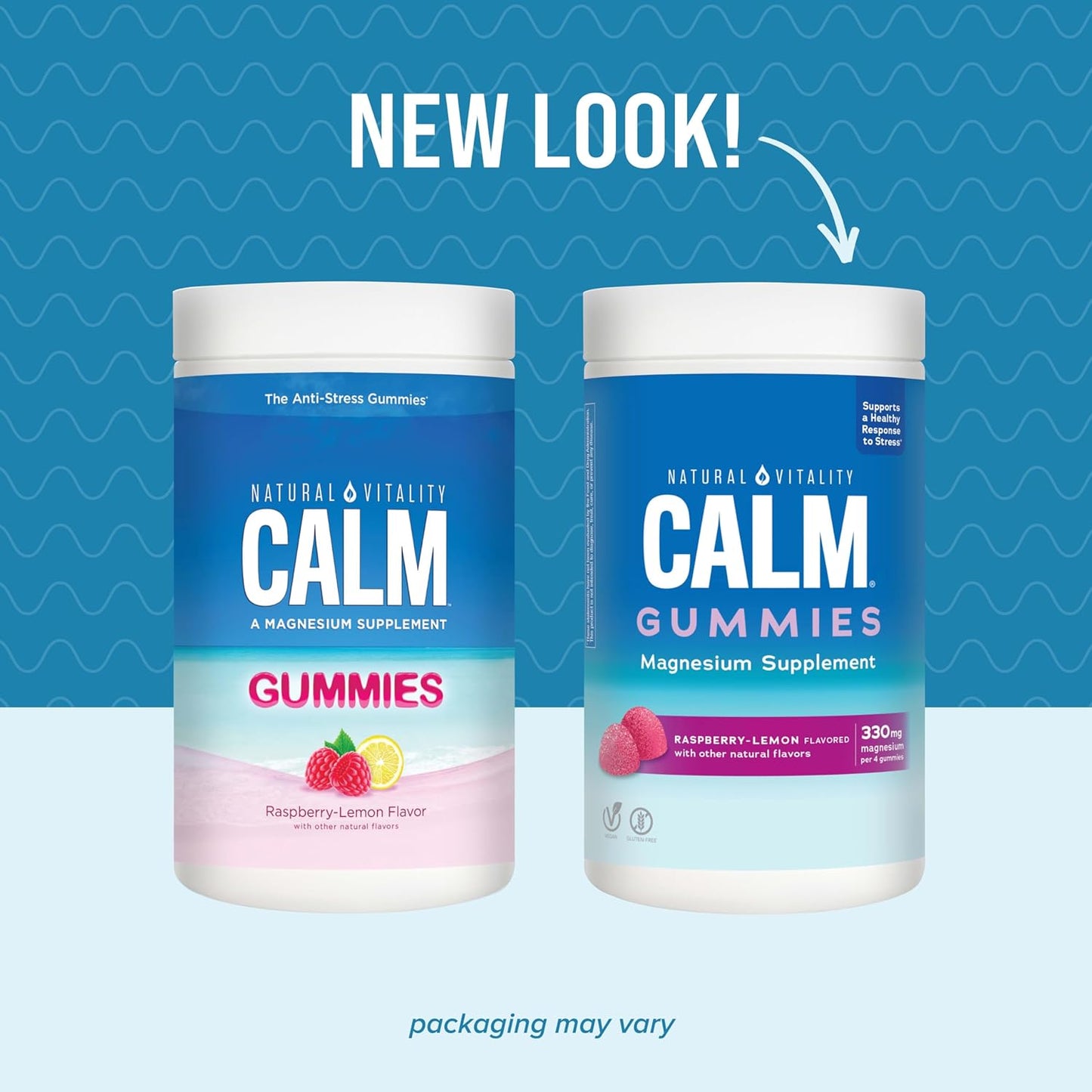 Natural Vitality CALM Magnesium Citrate Gummies - Stress Relief Support, Gluten Free, Vegan, Raspberry Lemon Flavor - 120 Gummies