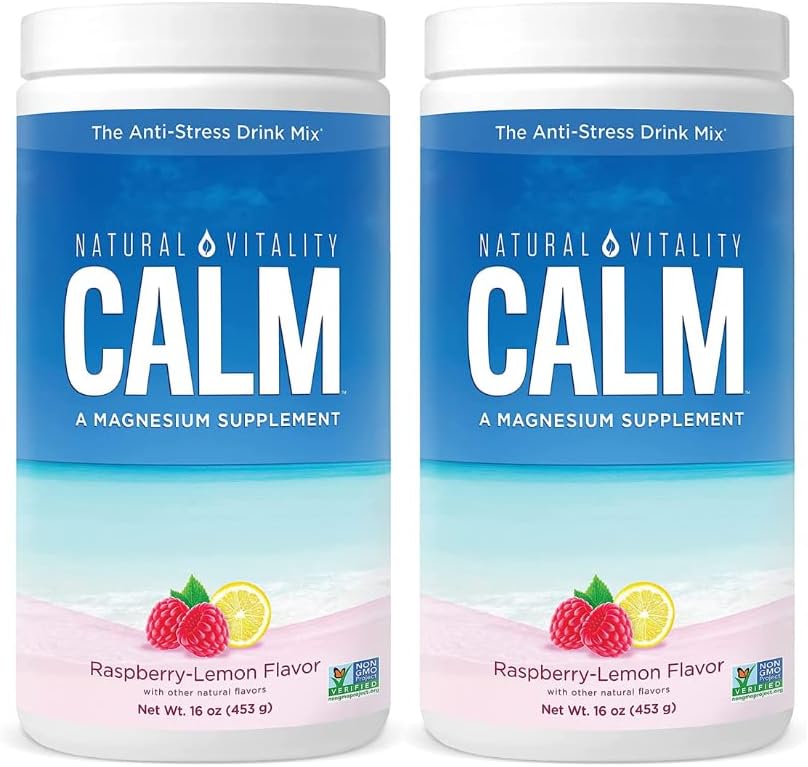 Natural Vitality Calm Magnesium Citrate Supplement, Raspberry Lemon Drink Mix - 16 oz (Pack of 2)
