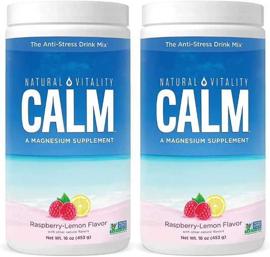 Natural Vitality Calm Magnesium Citrate Supplement, Raspberry Lemon Drink Mix - 16 oz (Pack of 2)