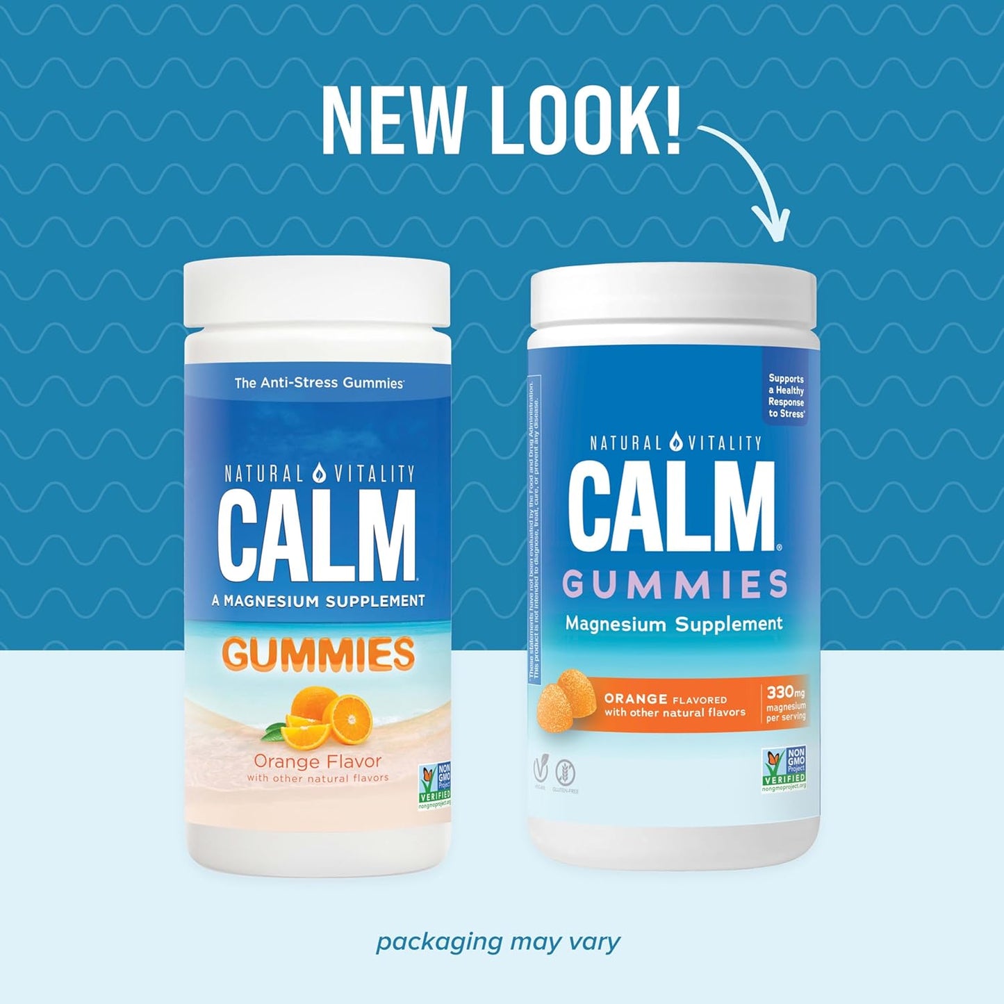 Natural Vitality CALM Stress Relief Gummies with Magnesium - 60 Count Vegan Gluten Free Orange Flavored Supplement for Healthy Stress Response
