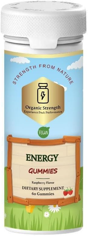 Natural Vitality Organic Strength Vegan Energy Gummies with Vitamin B12 - 60 Count