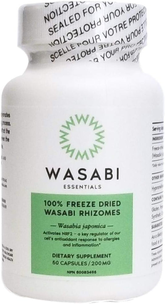 Natural Wasabi Rhizomes Capsules for Holistic Health - 50 Count