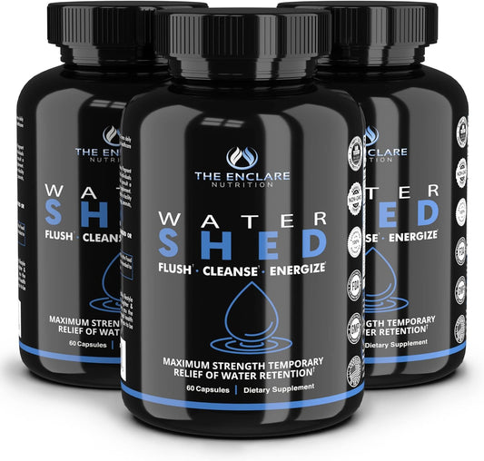 Natural Water Retention Relief Pills with Green Tea, Cranberry, Apple Cider Vinegar - Diuretic for Detox, Liver & Kidney Cleanse, Bloating & Swelling - Enclare Nutrition (3 Pack)