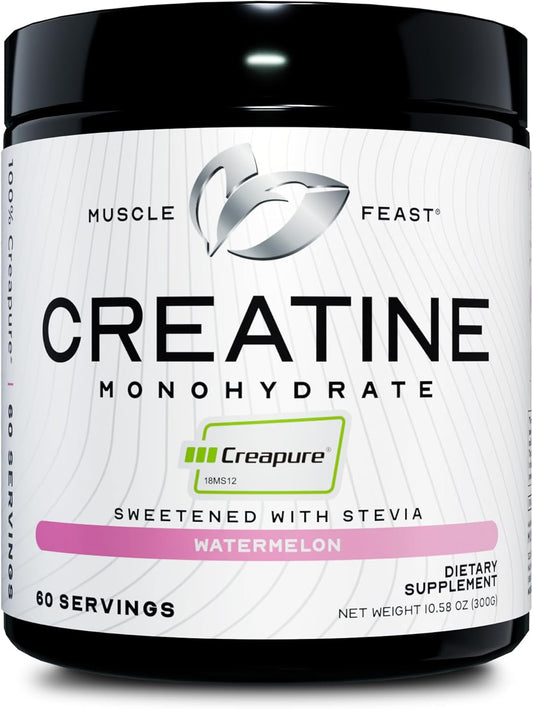 Natural Watermelon Creapure Creatine Monohydrate Powder - 300g - Vegan Keto Friendly & Gluten-Free - Muscle Recovery & Growth Supplement