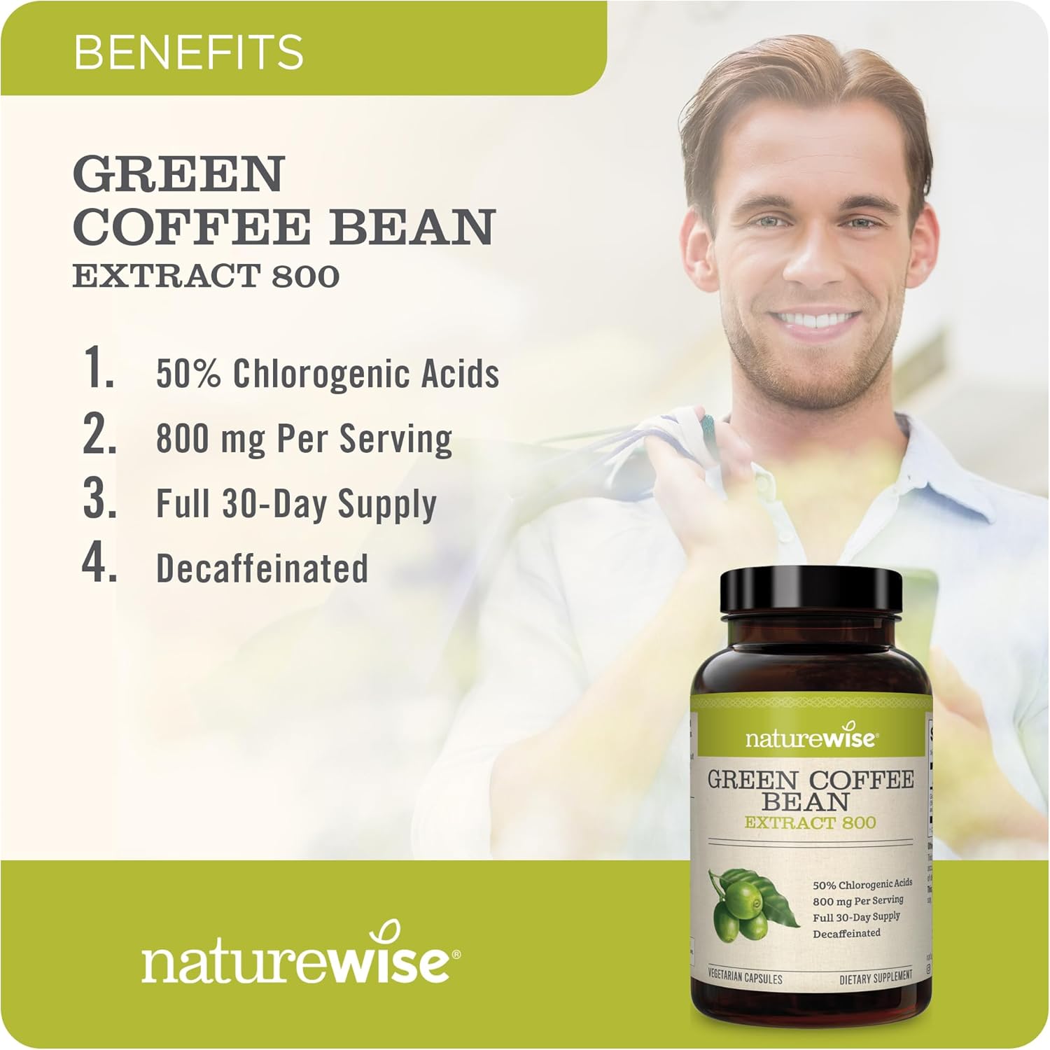 Natural Weight Management Support with Green Coffee Bean and Garcinia Cambogia Capsules - 800mg/180ct