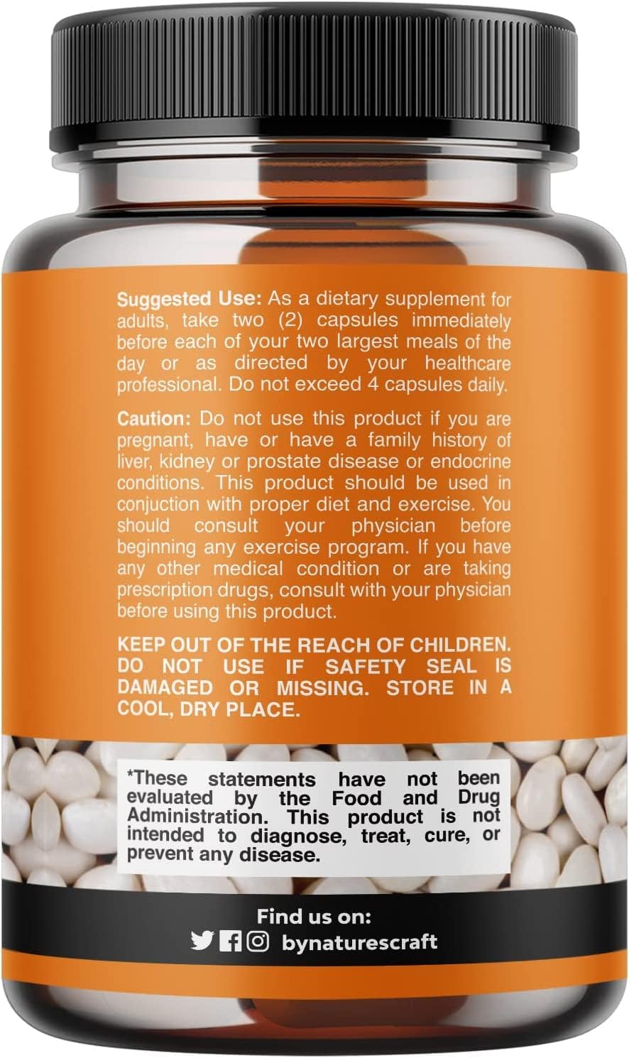 Natural White Kidney Bean Extract Capsules for Energy Boost, AMPK Activation, and Antioxidant Support - Digestive Health Fiber Supplement for Men and Women - Natures Craft Workout Aid