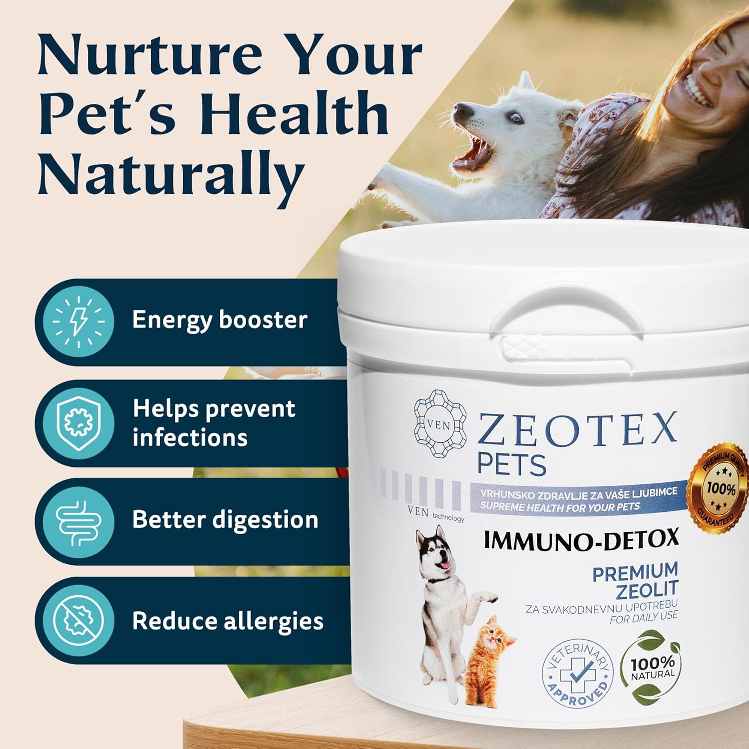 Natural Zeotex Zeolite Powder for Immune Support, Digestive & Joint Health, Liver Detox, Pet Health - 350g/12.35 oz