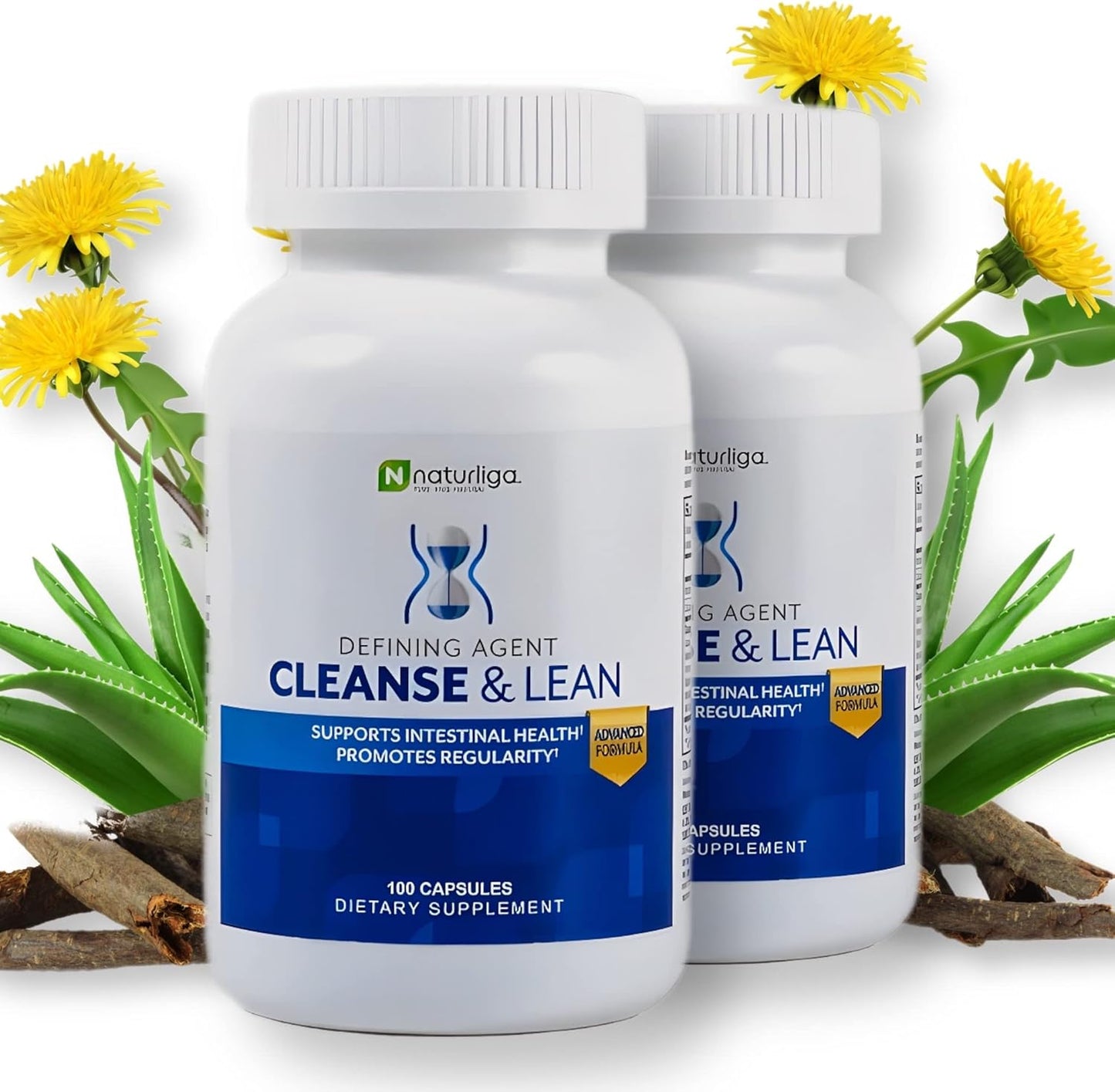 Naturaliga Cleanse and Lean Herbal Detoxifying Agent for Gut Health and Regularity - 100 Ct x 2 Pack