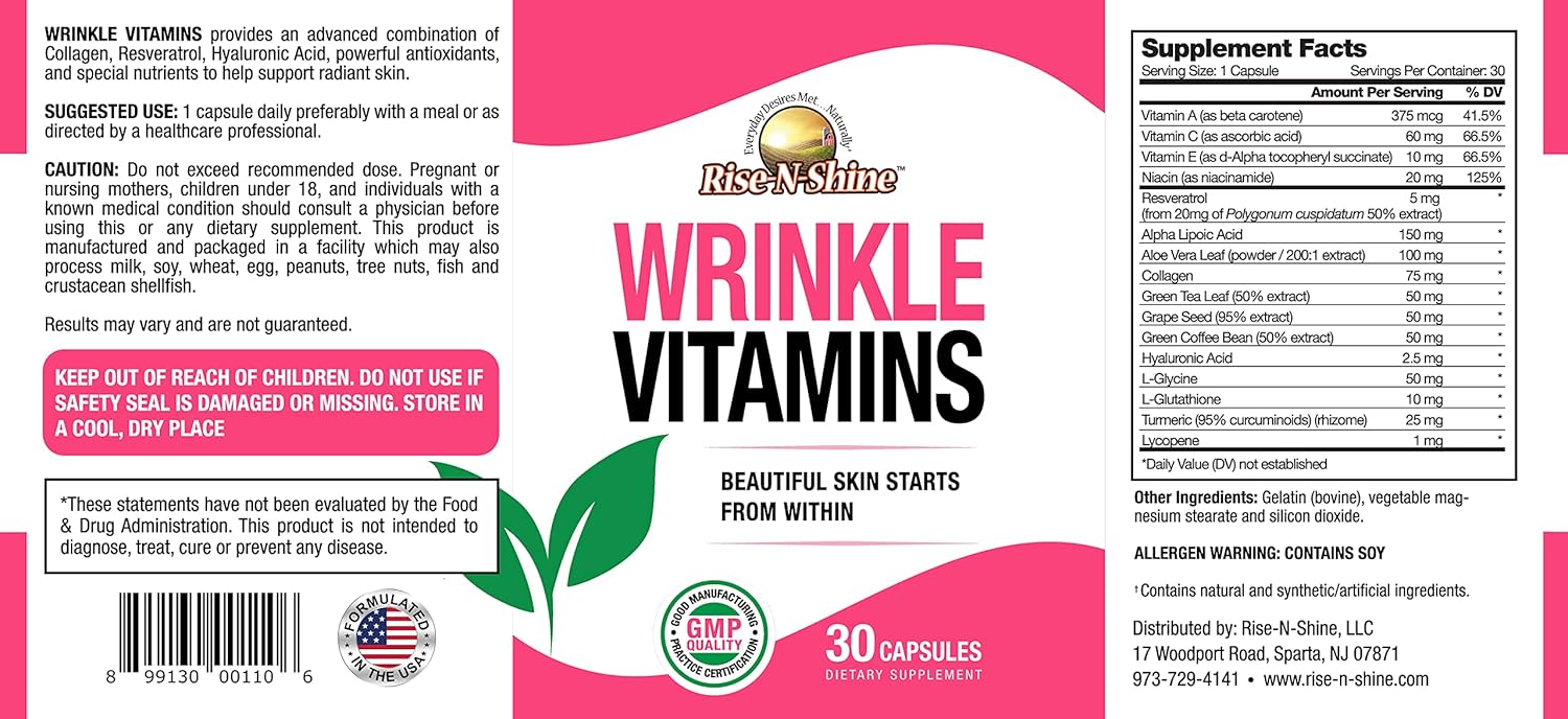 Naturally Boost Collagen with Rise-N-Shine Everyday Desires Skin Supplement - 30 Count