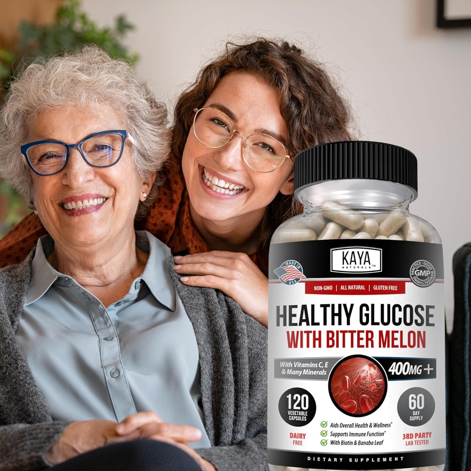 Naturally Supports Healthy Glucose Levels with Bittermelon Supplement - 120 Count of Vitamins, Minerals, Antioxidants, Non-GMO