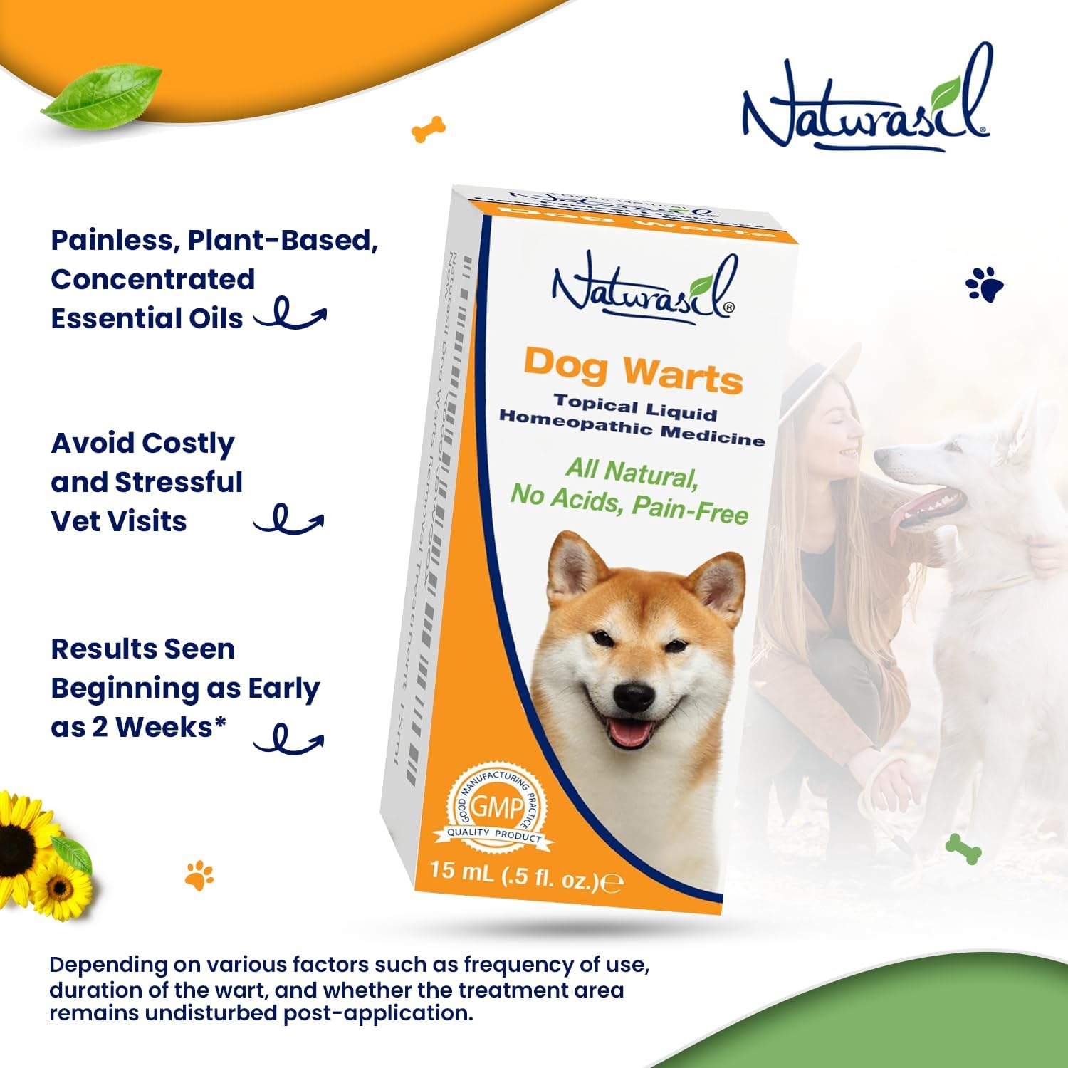 Naturasil All-Natural Dog Warts Remover - Fast-Acting Thuja & Plant Extracts for Gentle Pet Skin Blemish Removal | Safe for Dogs 3+ Months | 15mL Bottle