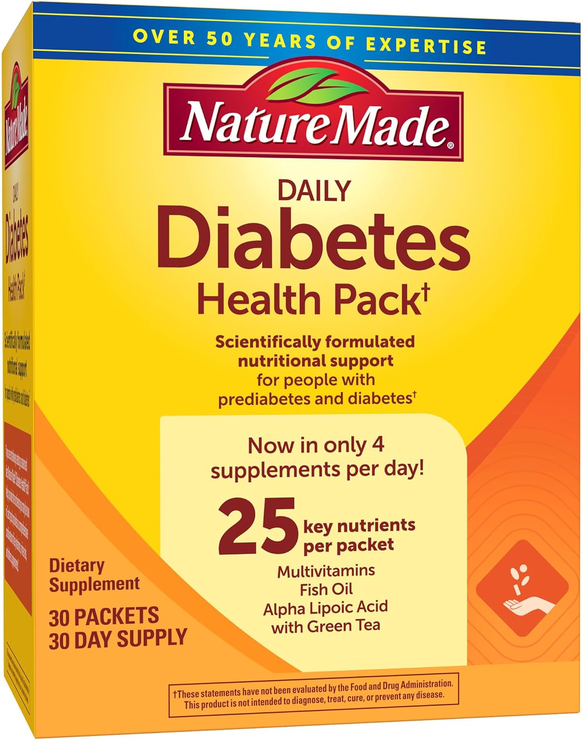 Nature Made Daily Diabetes Health Pack, 30 Packets - Nutritional Support Supplement for Diabetes Management - 30 Day Supply