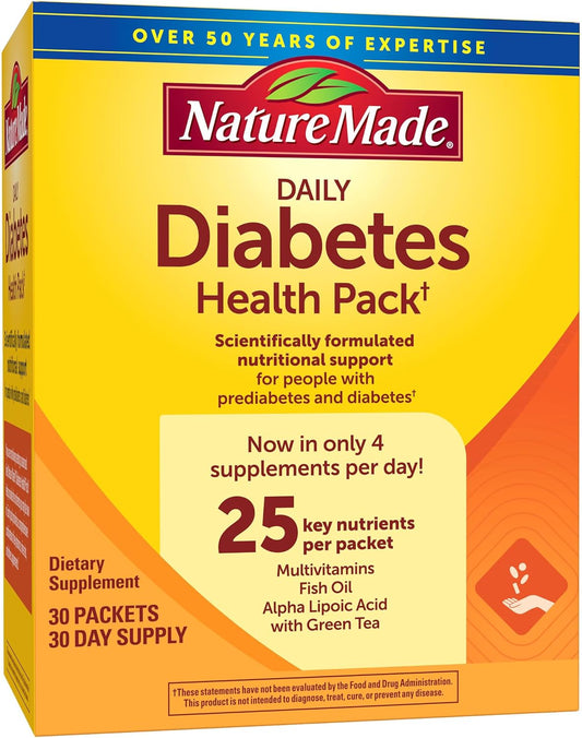 Nature Made Daily Diabetes Health Pack, 30 Packets - Nutritional Support Supplement for Diabetes Management - 30 Day Supply
