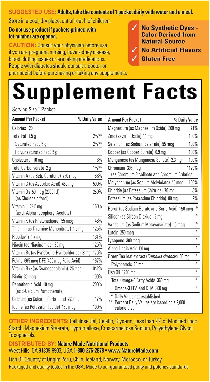 Nature Made Daily Diabetes Health Pack, 30 Packets - Nutritional Support Supplement for Diabetes Management - 30 Day Supply