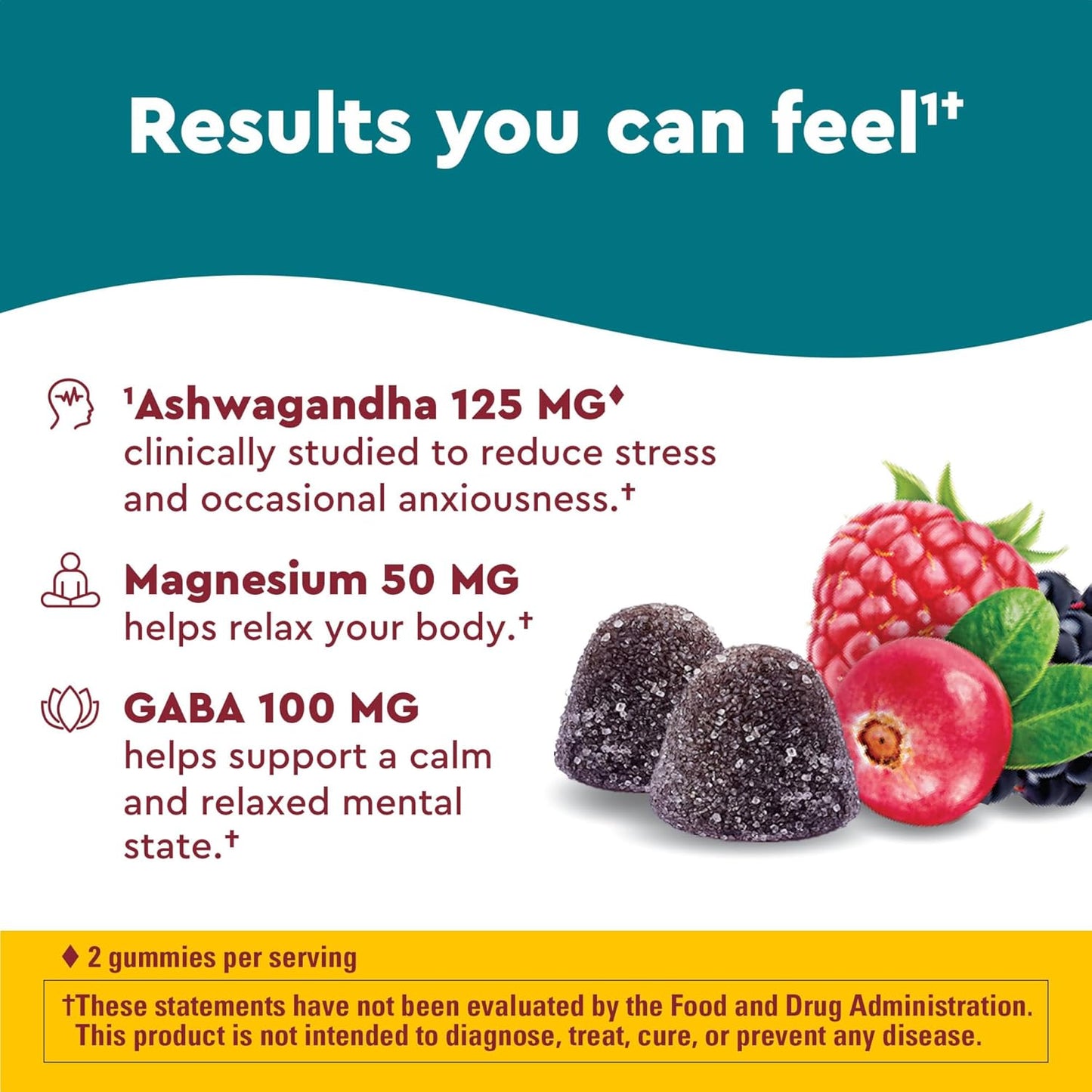 Nature Made Wellblends Calm Mind & Body Gummies with Magnesium Citrate, Ashwagandha & GABA for Stress Relief
