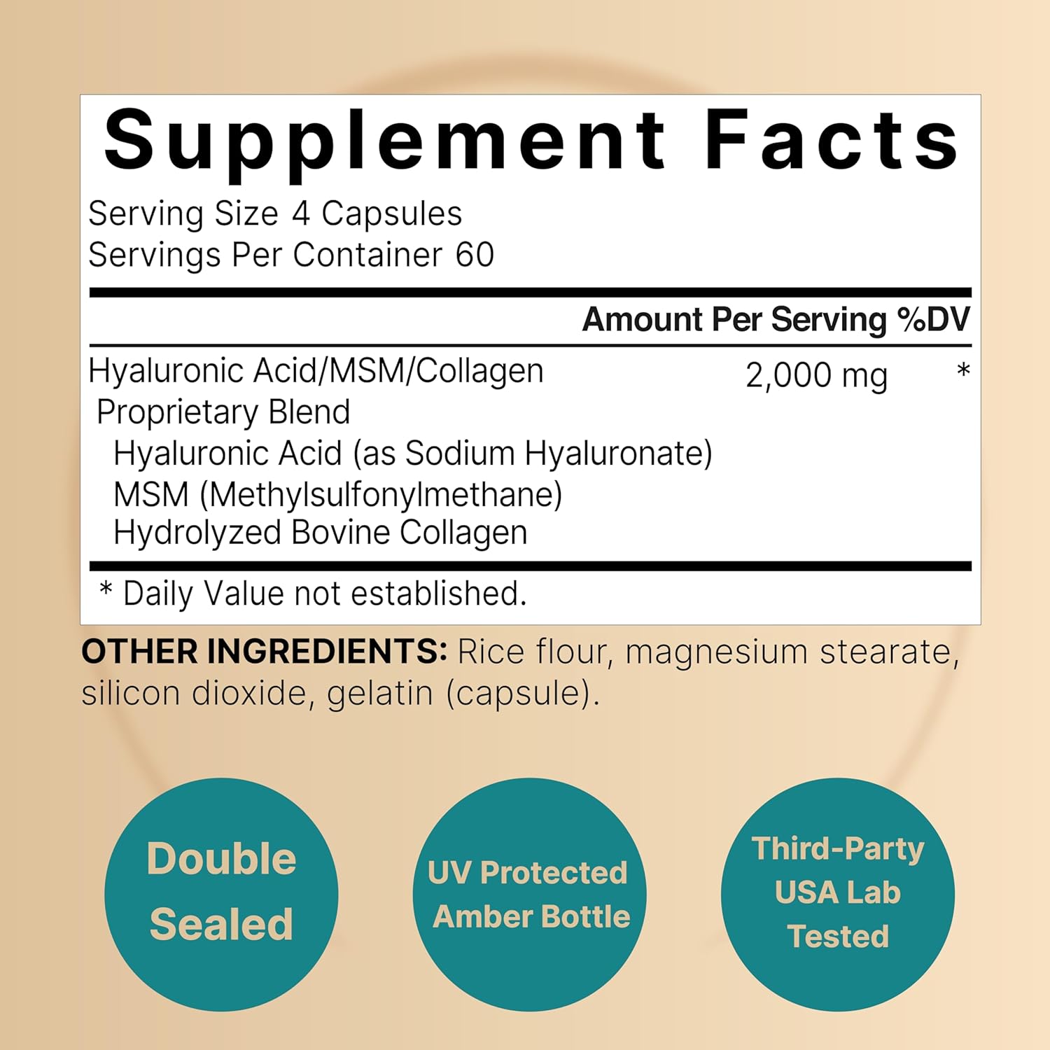 NatureBell Hyaluronic Acid Supplements 2,000mg - 2 Pack, 480 Capsules with MSM & Collagen for Skin, Joints, Hair, Eyes - 3-in-1 Support