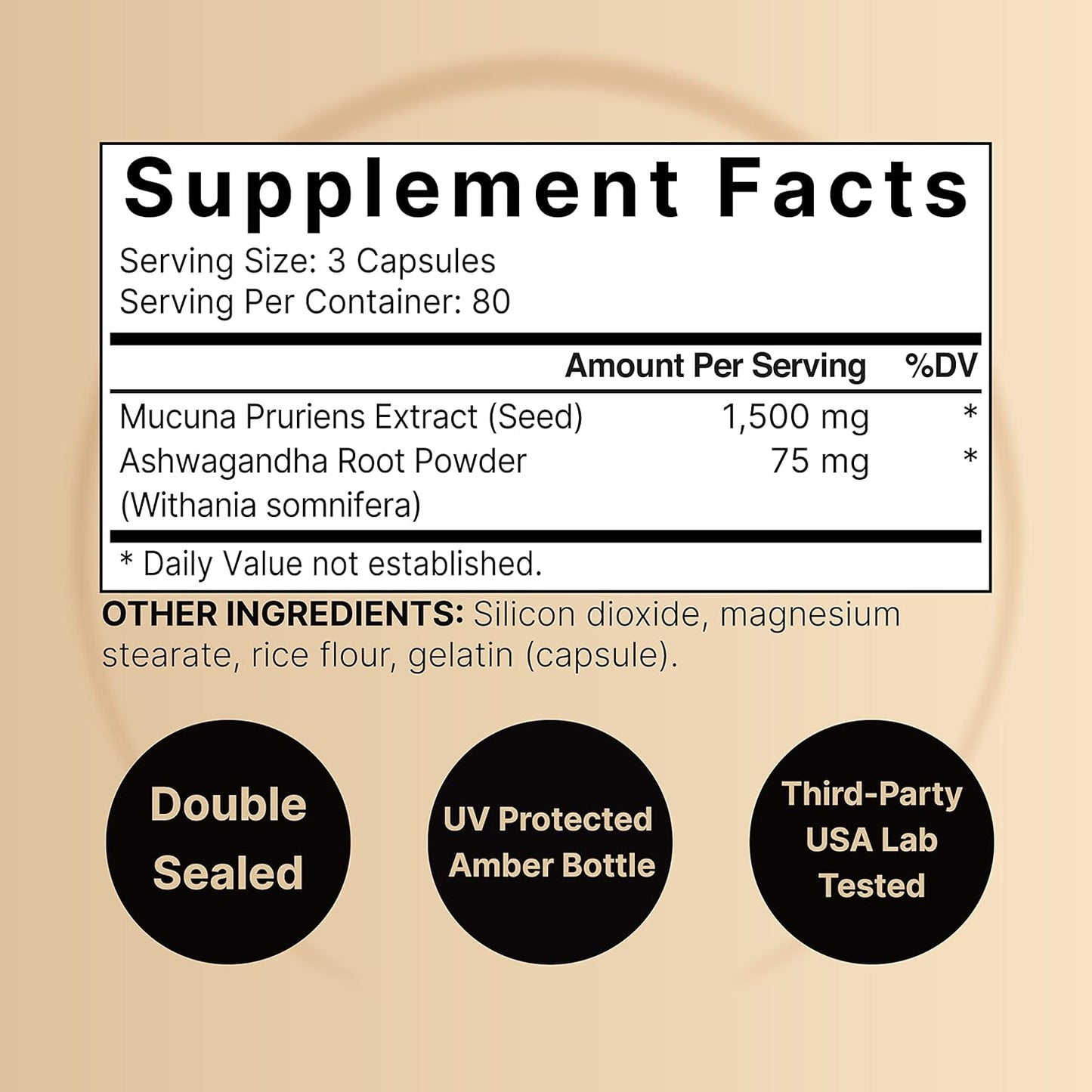 NatureBell Mucuna Pruriens Capsules 2-Pack - 1500mg Per Serving - Mucuna & Ashwagandha Blend - 480 Capsules - Mood, Mind, & Brain Health Support