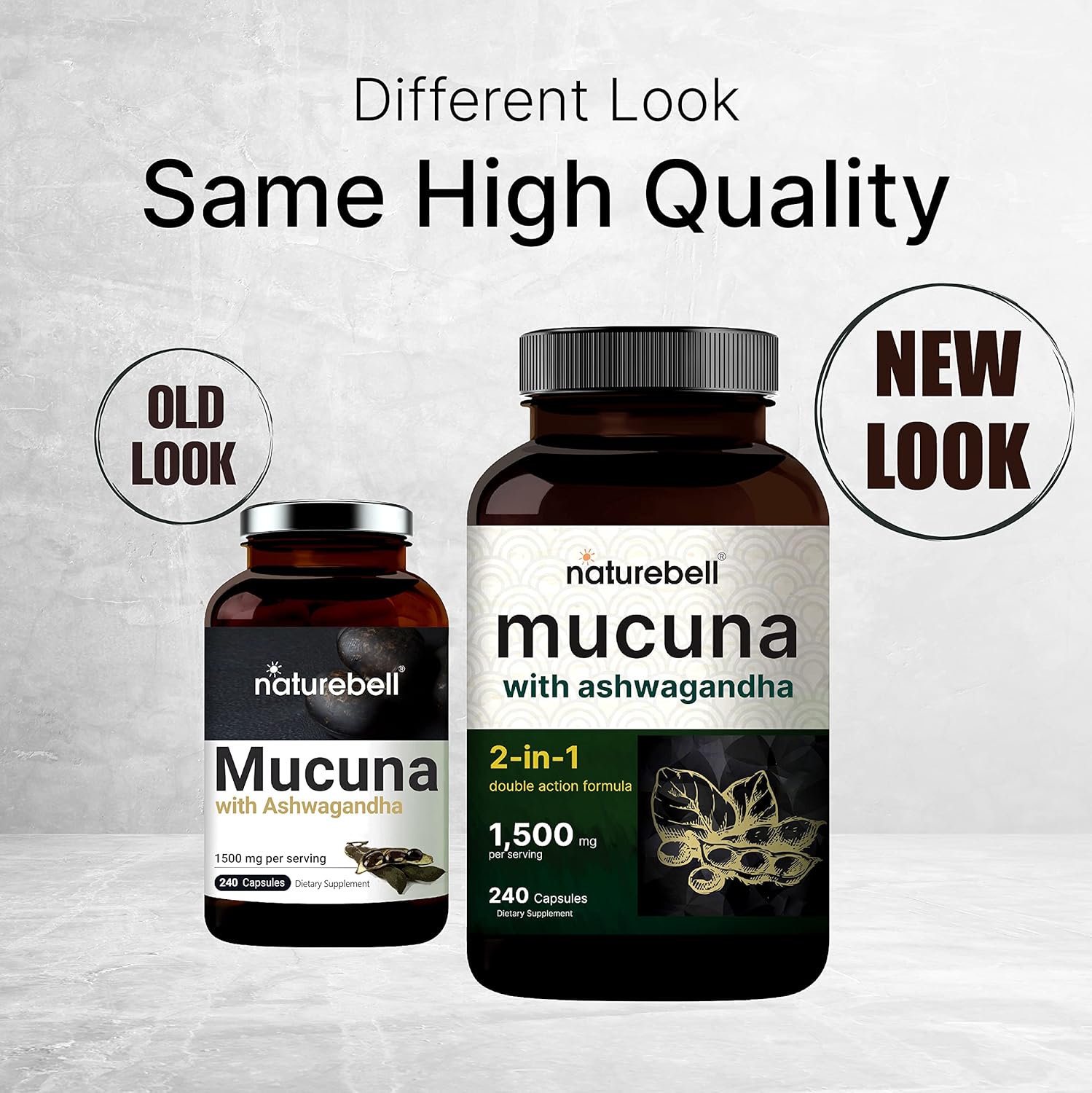 NatureBell Mucuna Pruriens Capsules 2-Pack - 1500mg Per Serving - Mucuna & Ashwagandha Blend - 480 Capsules - Mood, Mind, & Brain Health Support