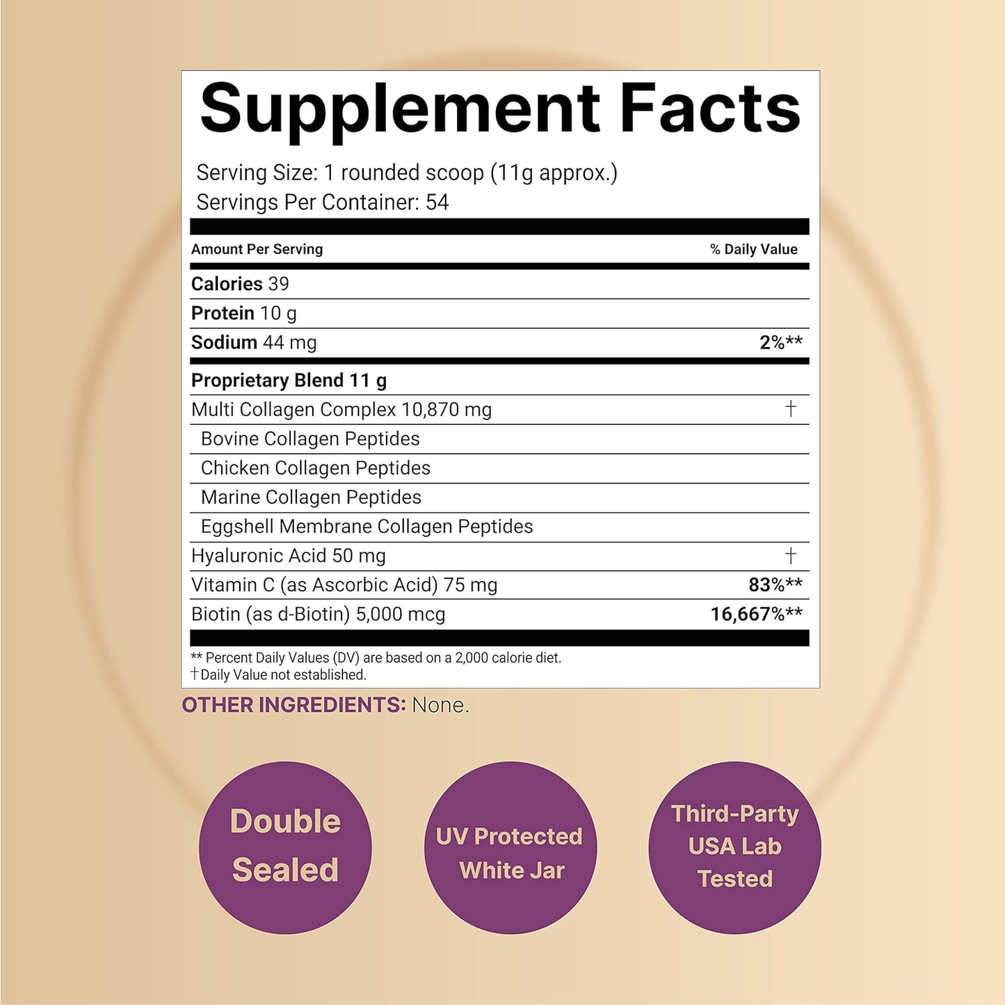 NatureBell Multi Collagen Protein Powder 600g - Grass-Fed & Pasture-Raised with Biotin, Vitamin C, Hyaluronic Acid - Keto, Paleo Friendly, Unflavored - 5 Types (I, II, III, V, X) - 54 Servings