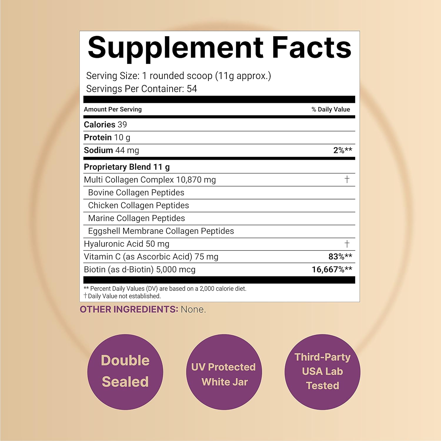 NatureBell Multi Collagen Protein Powder 600g - Grass-Fed & Pasture-Raised with Biotin, Vitamin C, Hyaluronic Acid - Keto, Paleo Friendly, Unflavored - 5 Types (I, II, III, V, X) - 54 Servings