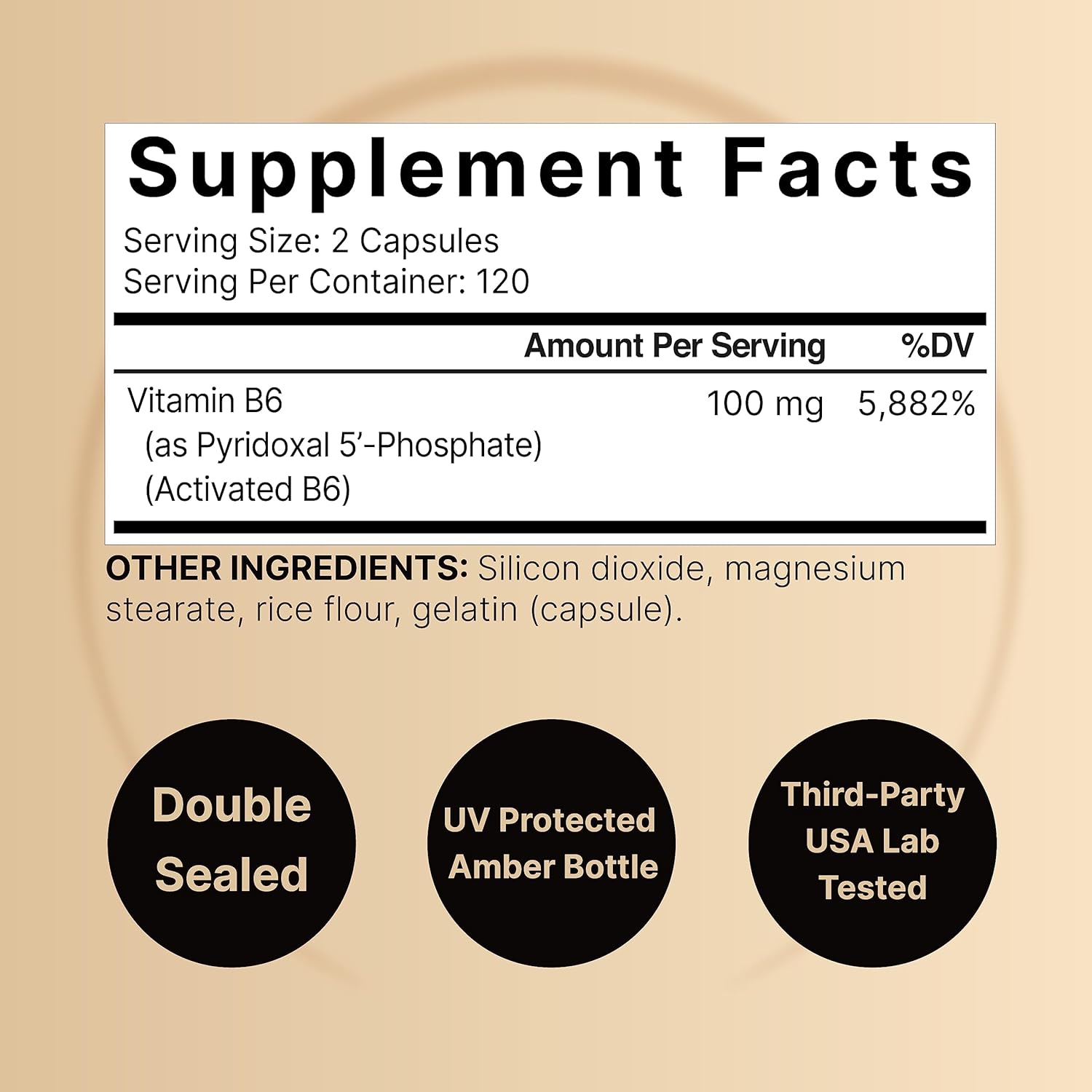 NatureBell P5P Vitamin B6 100mg, 240 Capsules - Activated Pyridoxal 5 Phosphate Brain Health Support - Non-GMO Supplement