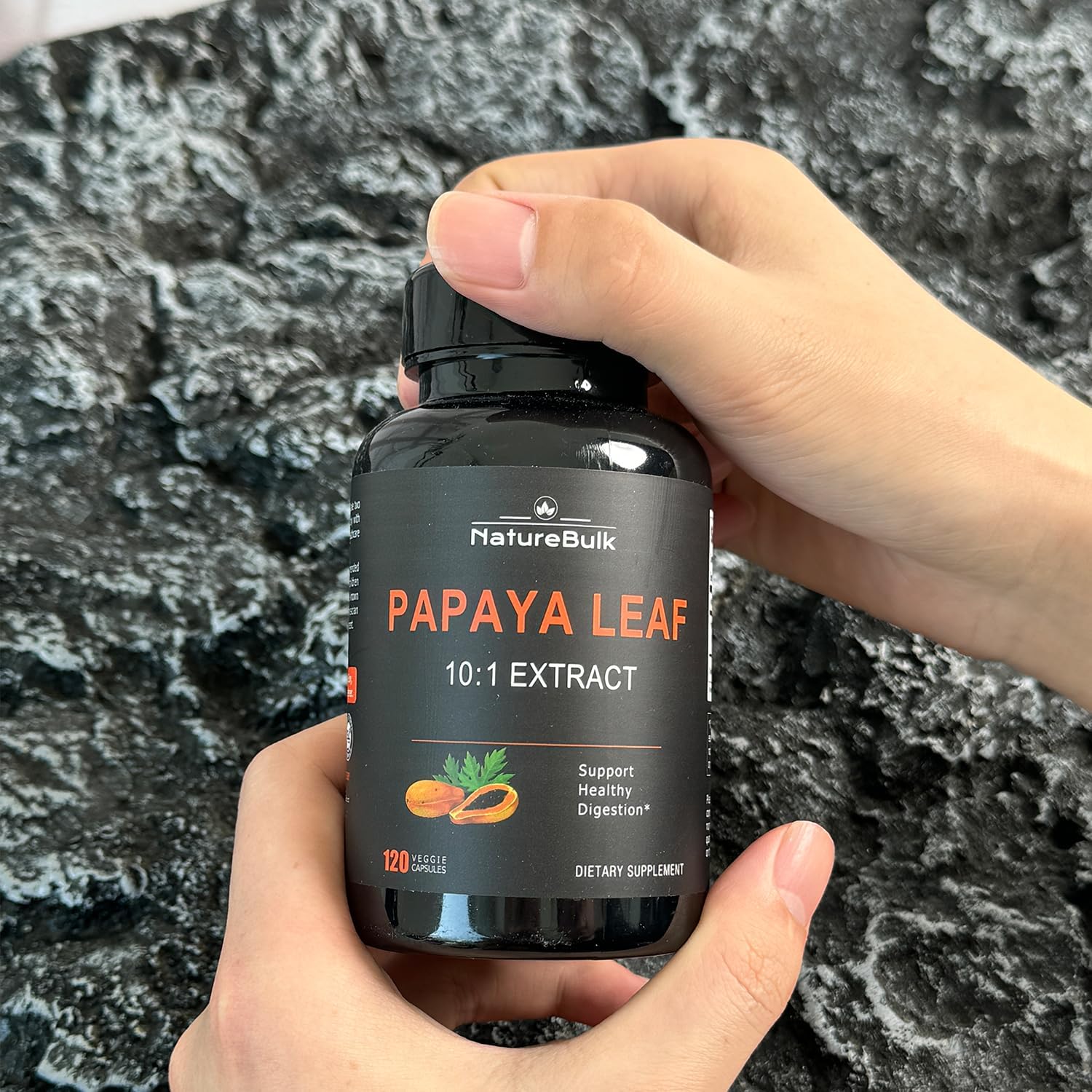 NATUREBULK Papaya Leaf Extract Capsules - 10X Strength for Immune Gut & Digestive Health - 120 Veg Capsules